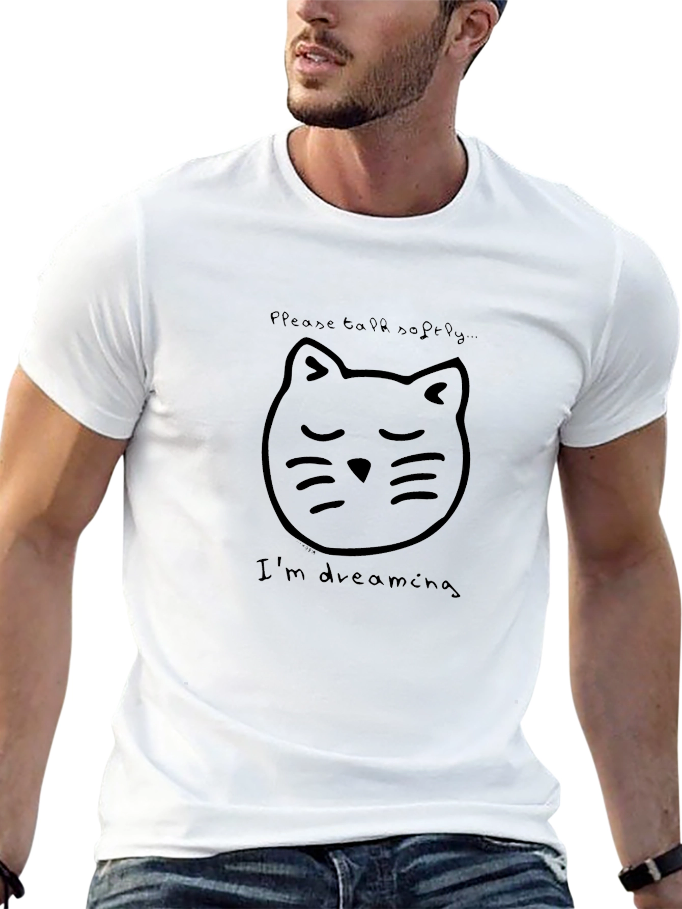 Dreaming Cat Graphic Tee - Soft & Stylish