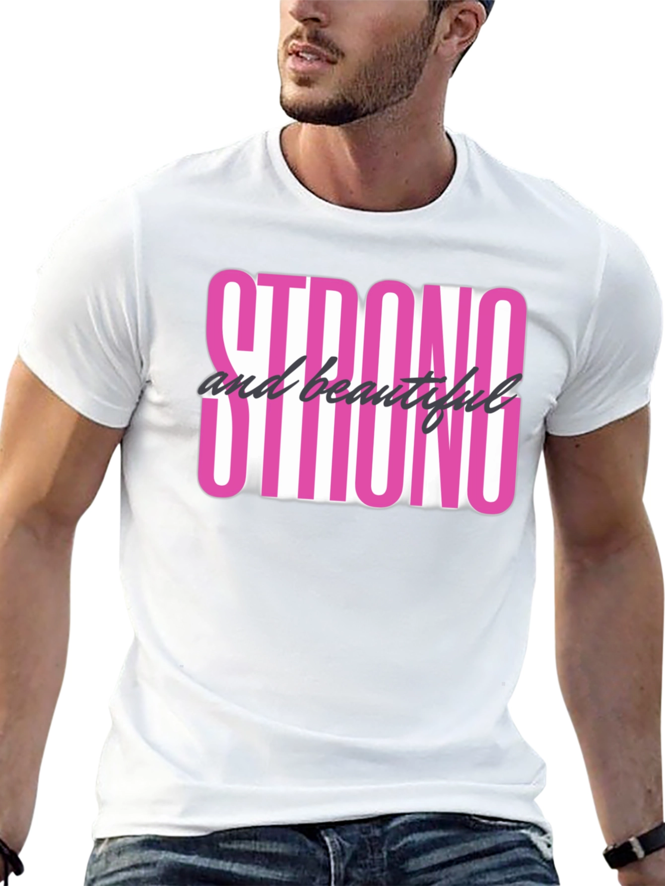 Strong & Beautiful Graphic Tee - Empowering Black T-Shirt