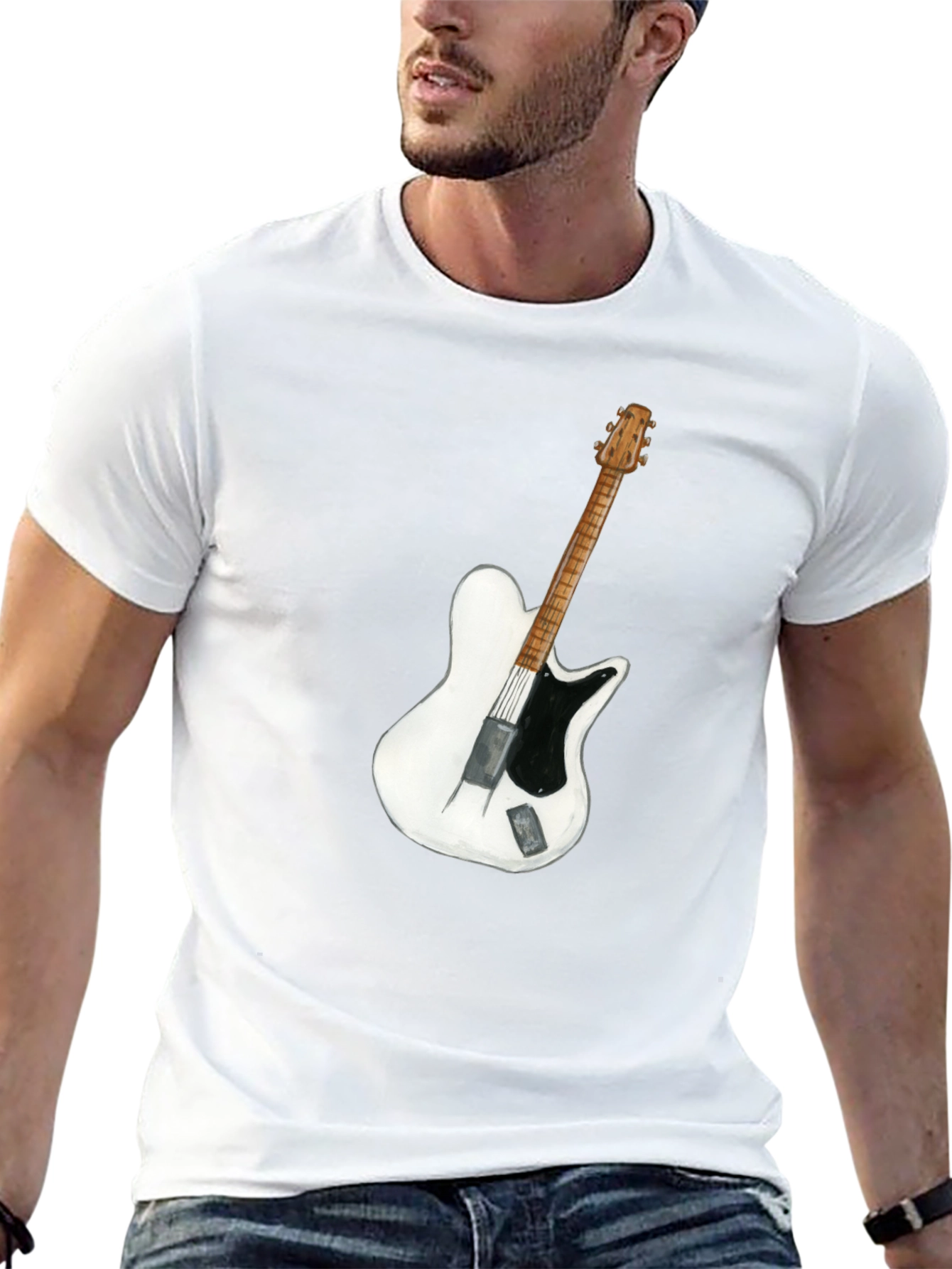 Guitar Graphic T-Shirt - Black Cotton Tee
