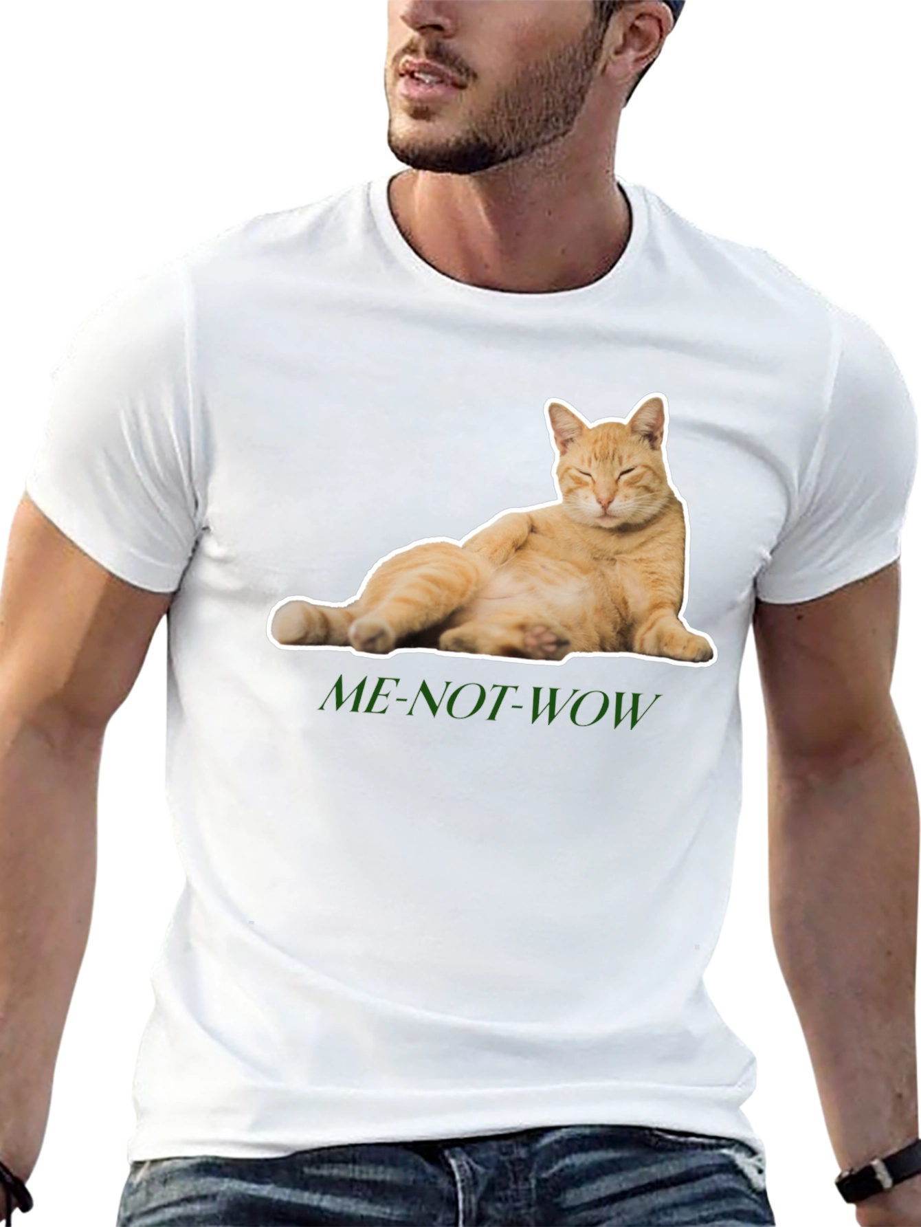 Funny Cat Graphic Tee - ME-NOT-WOW - Relaxed Fit