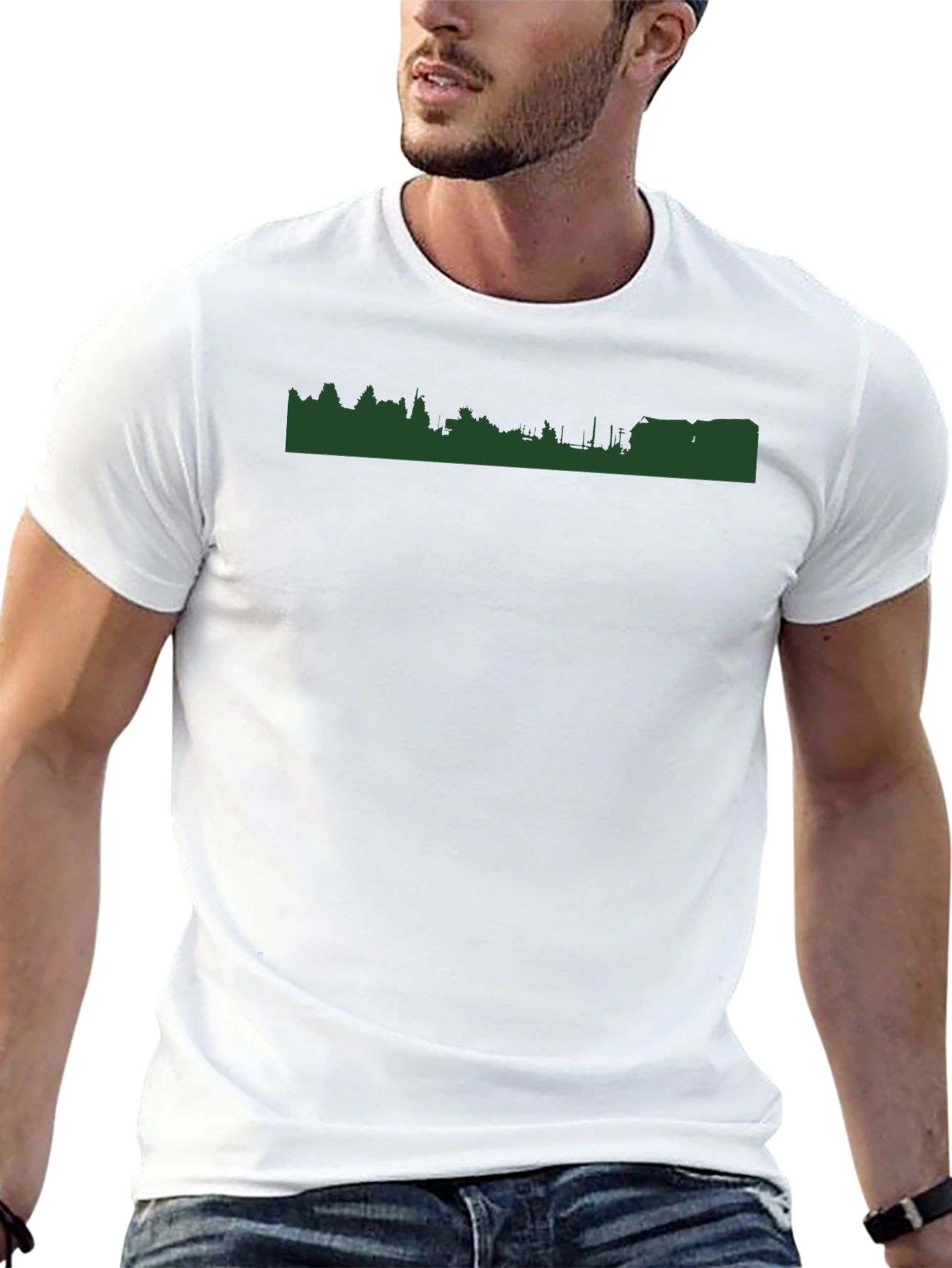 Urban Green T-Shirt - Modern Cityscape Tee