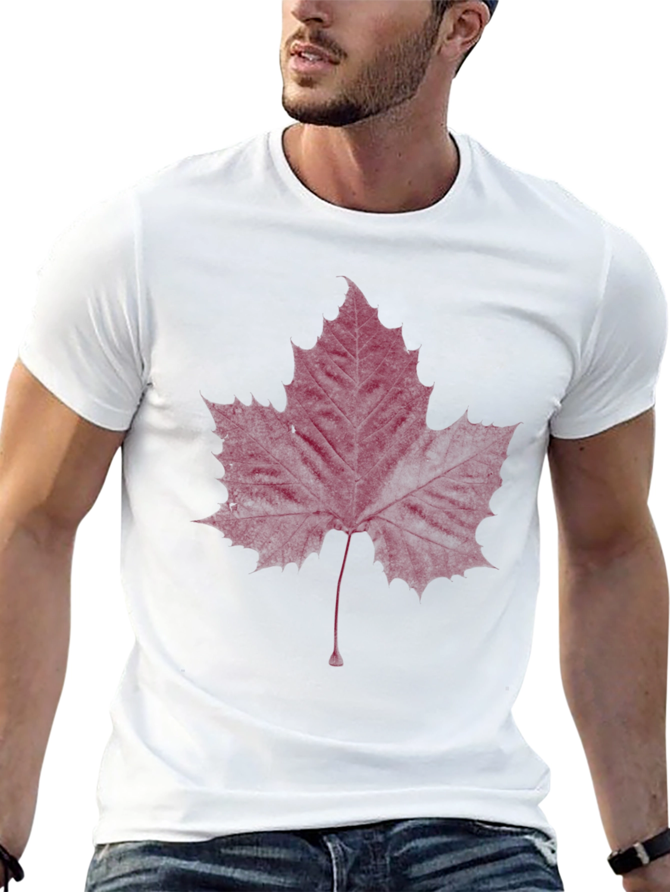 Maroon Maple Leaf Graphic Tee - Stylish Casual Wear