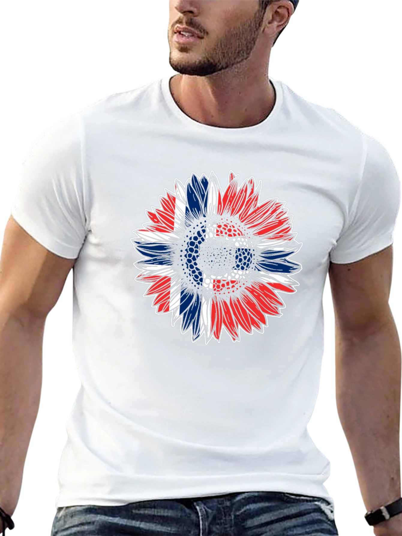 Patriotic Sunflower Graphic Tee - Black