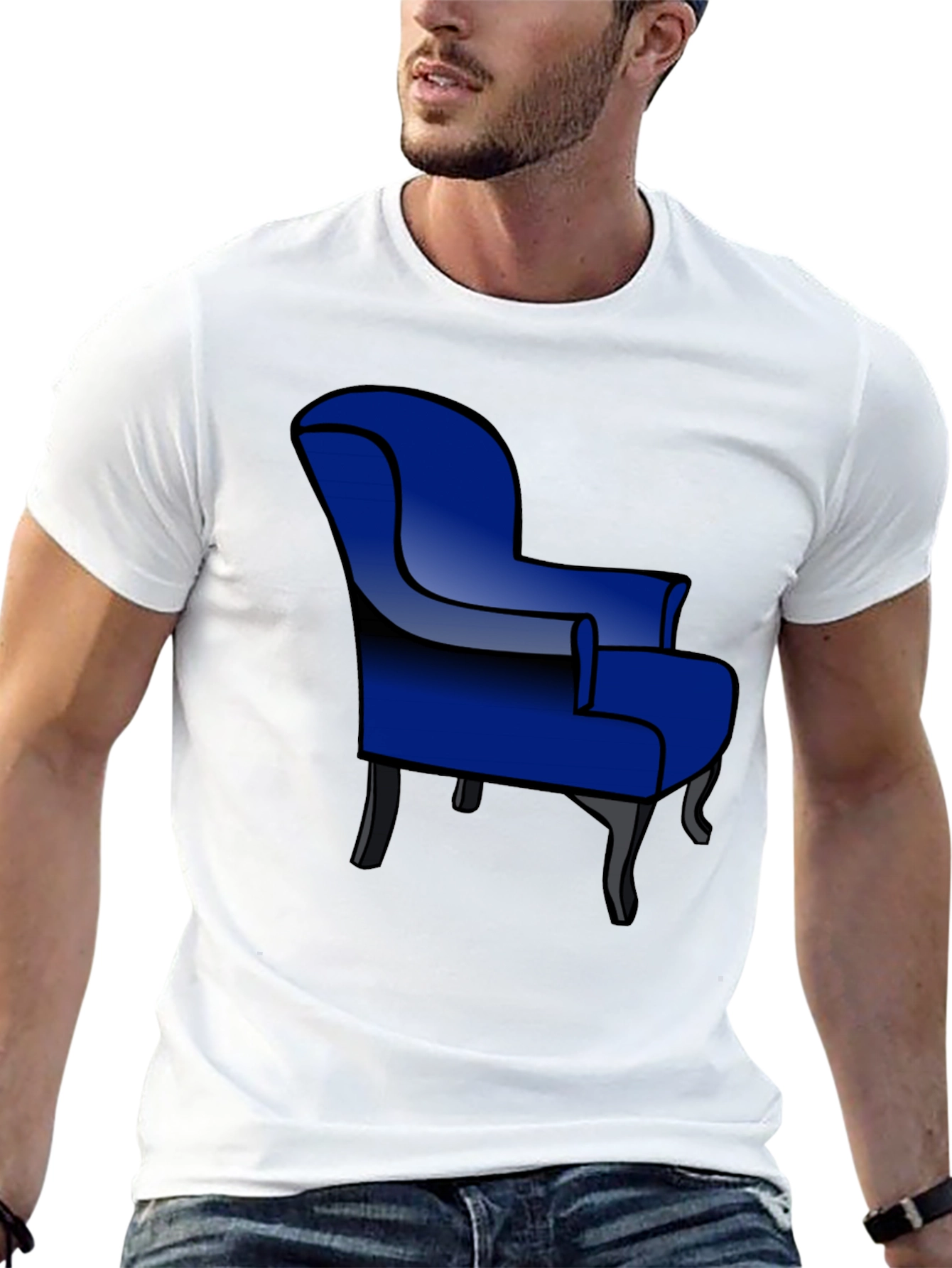 Blue Armchair Graphic T-Shirt - Stylish Comfort