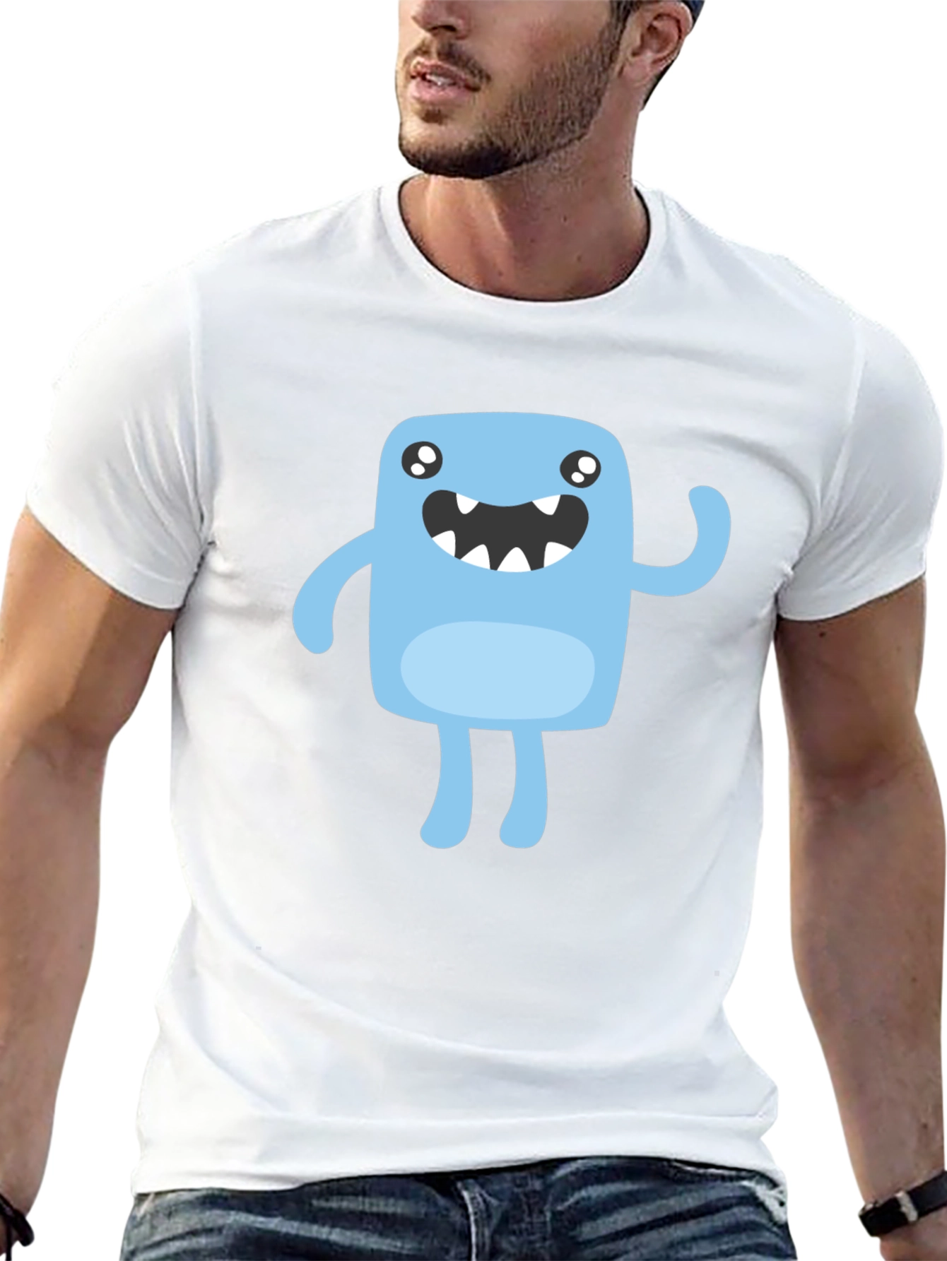 Cute Monster Graphic T-Shirt - Black