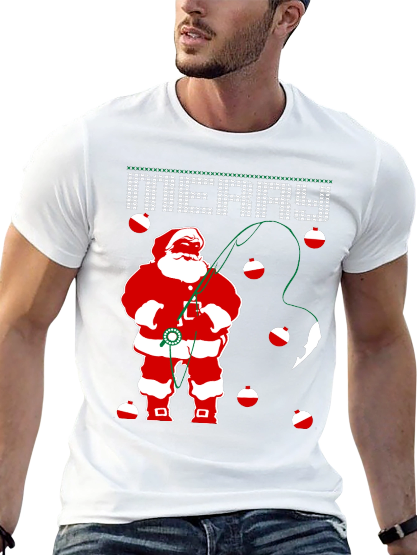 Santa Fishing Christmas T-Shirt