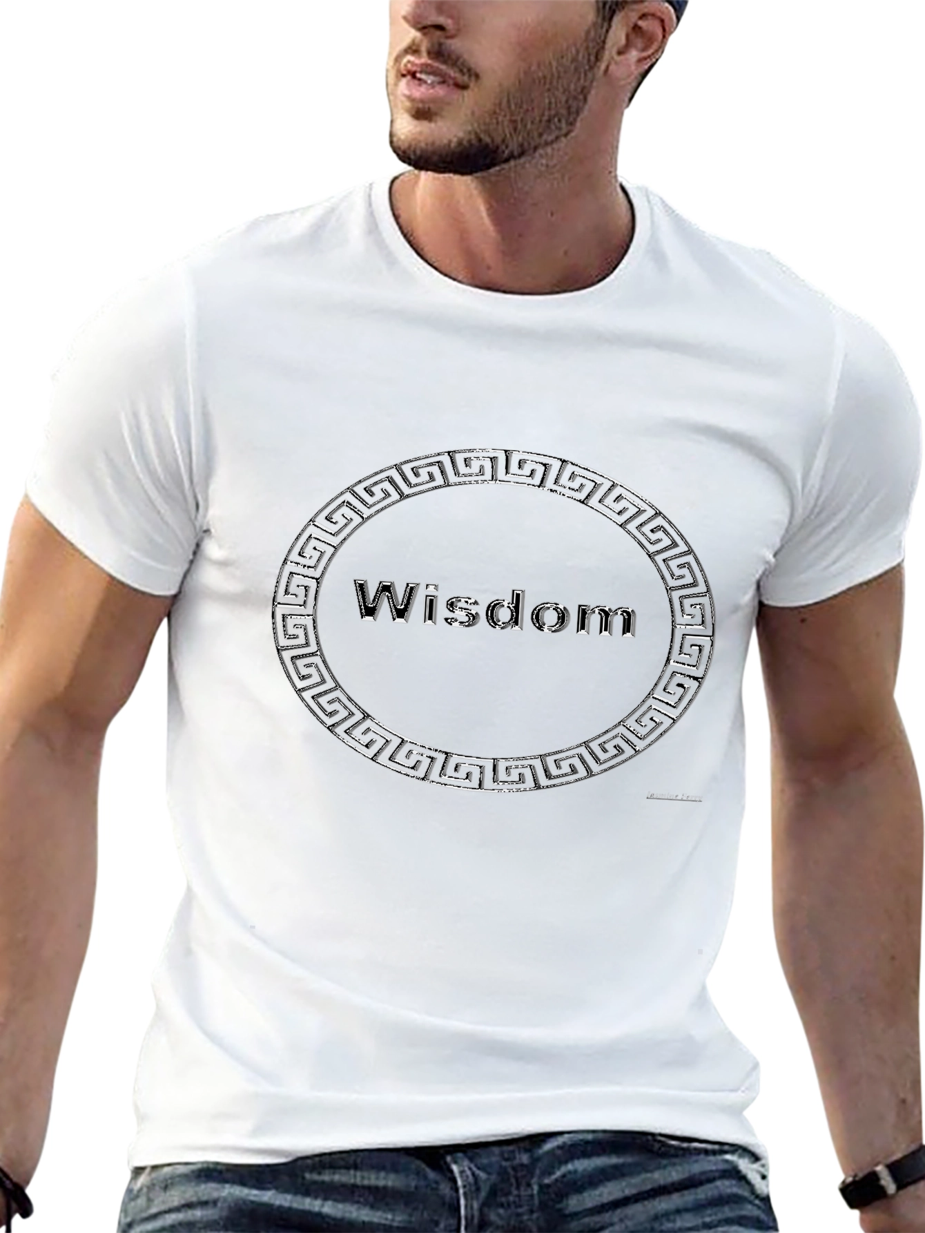 Wisdom Greek Key Black T-Shirt