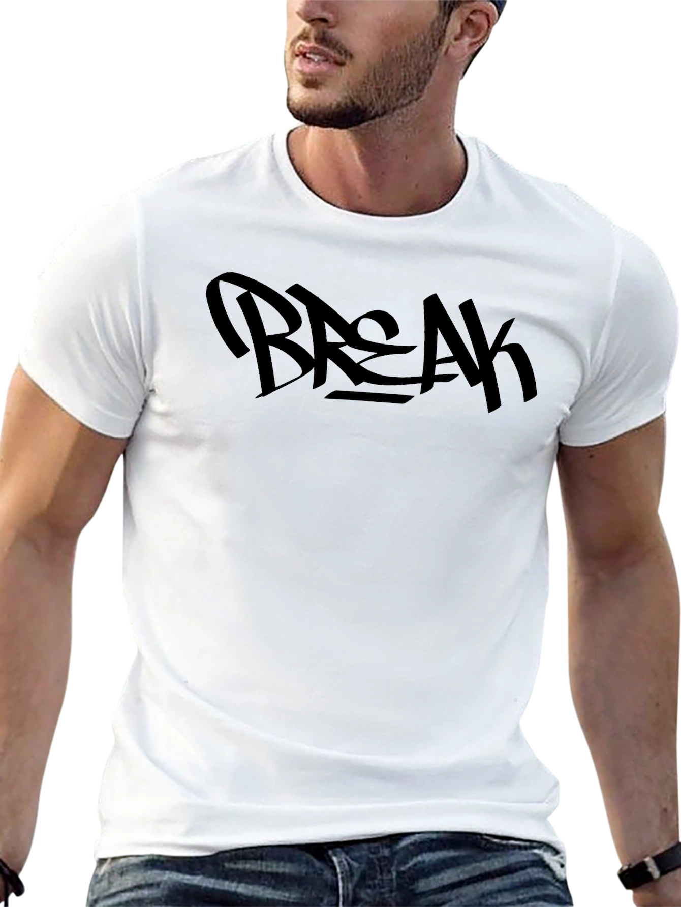 Black Break Graphic Tee - Modern Streetwear Style