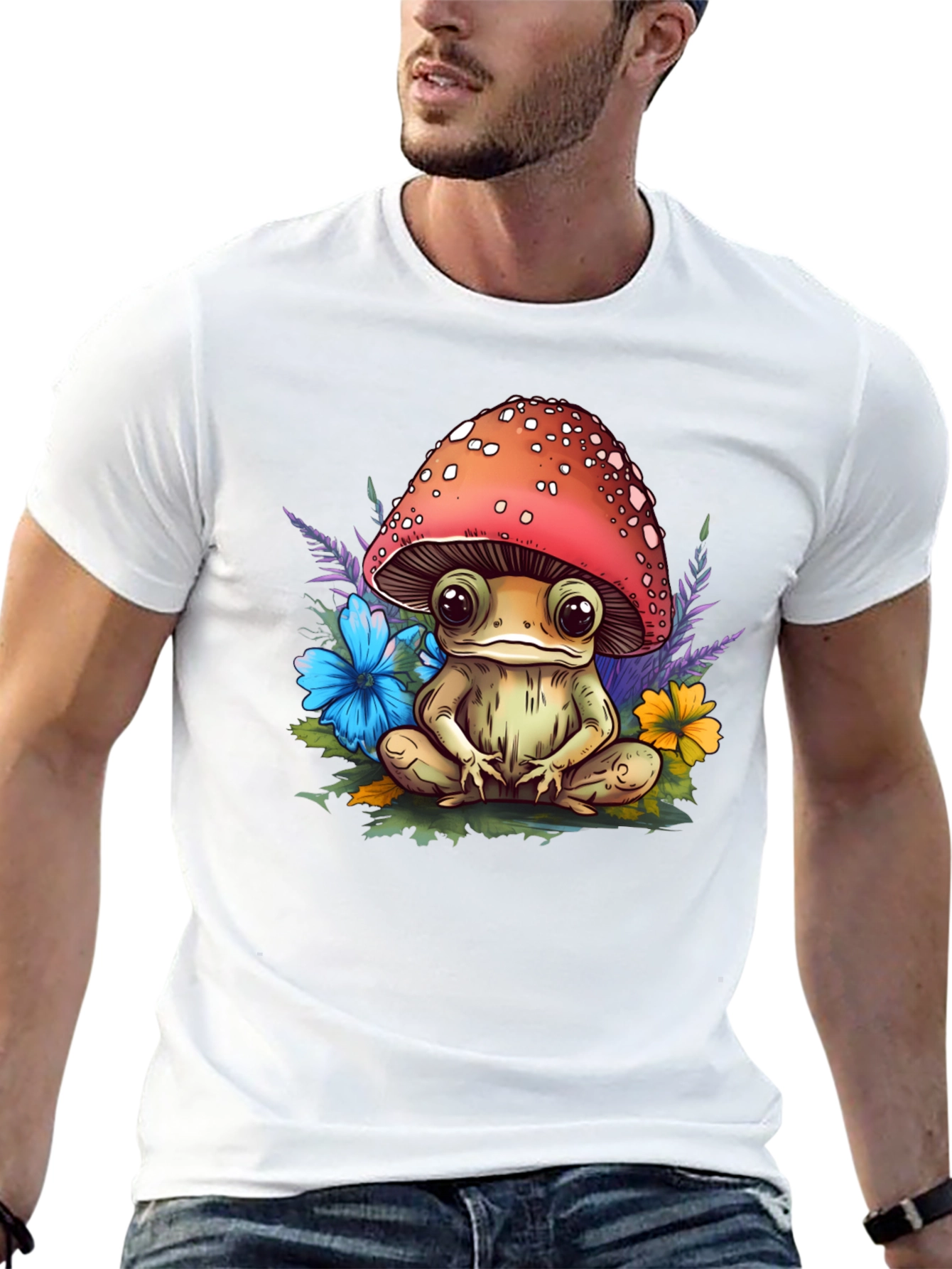 Mushroom Frog Graphic Tee - Adorable Nature Style