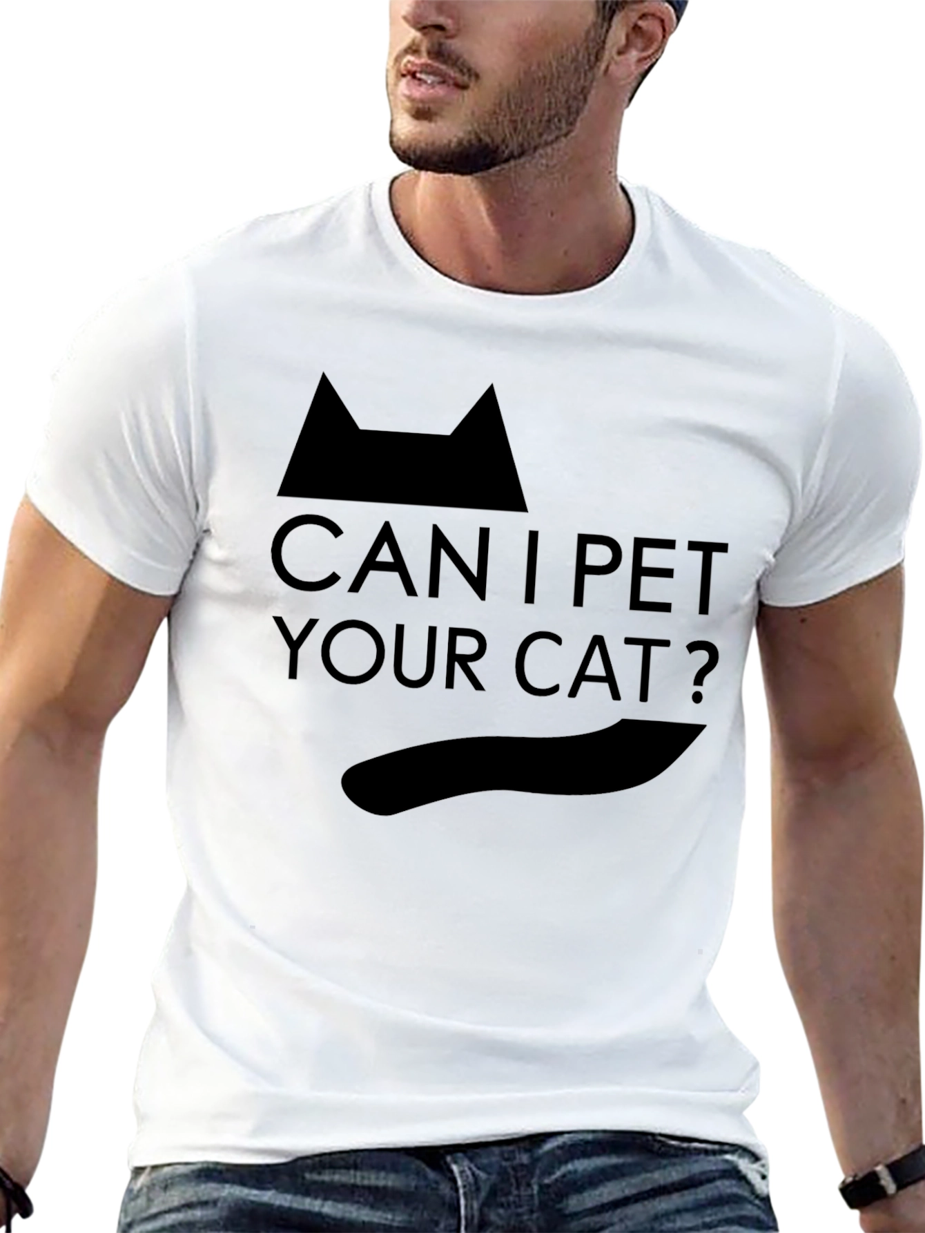 Can I Pet Your Cat? Graphic Tee - Black