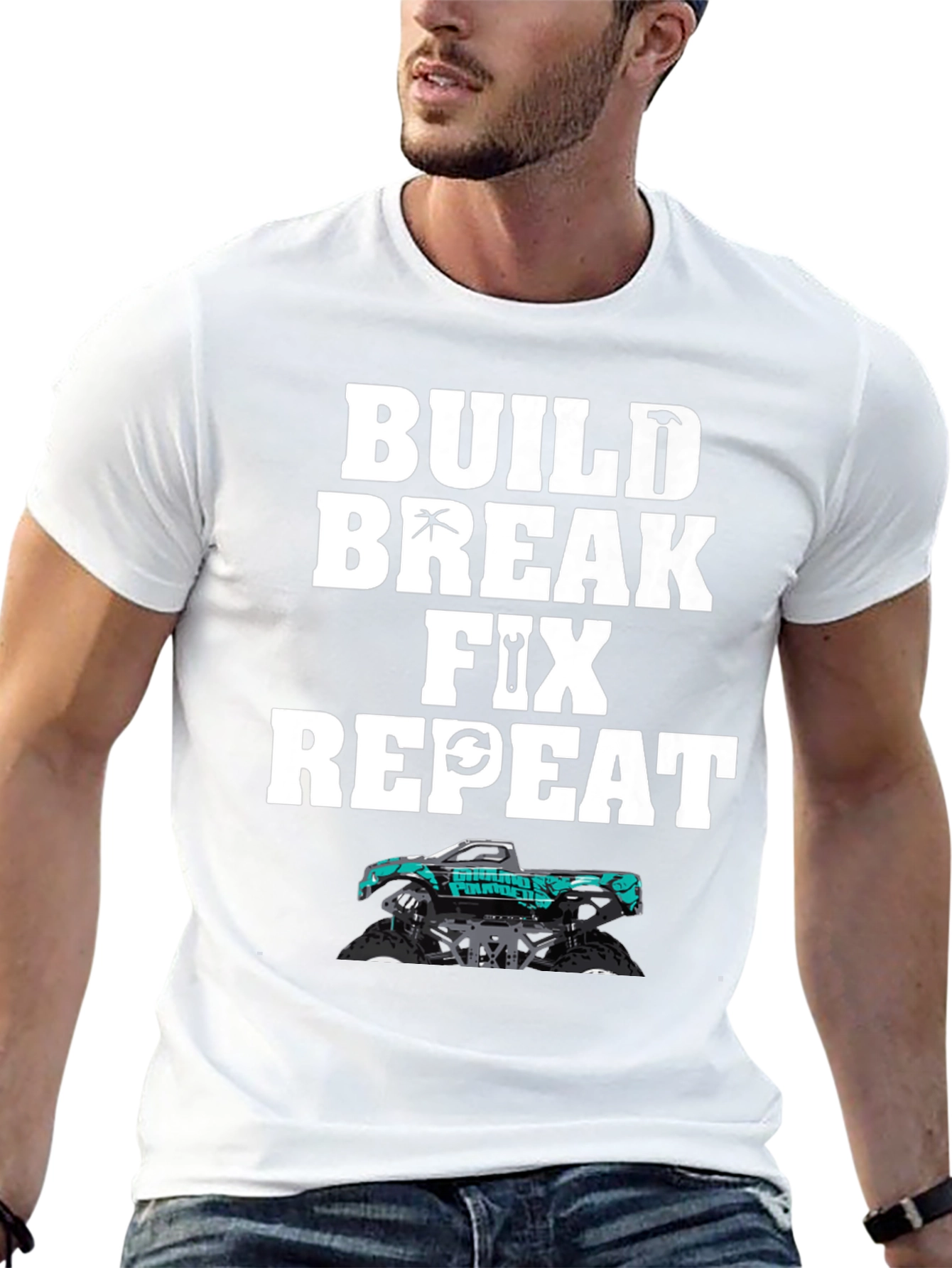 Build Break Fix Repeat RC Truck Graphic Tee