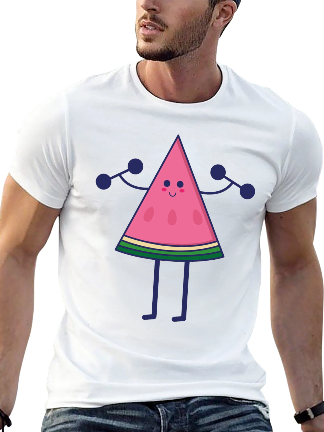 Funny Watermelon Character Black T-Shirt