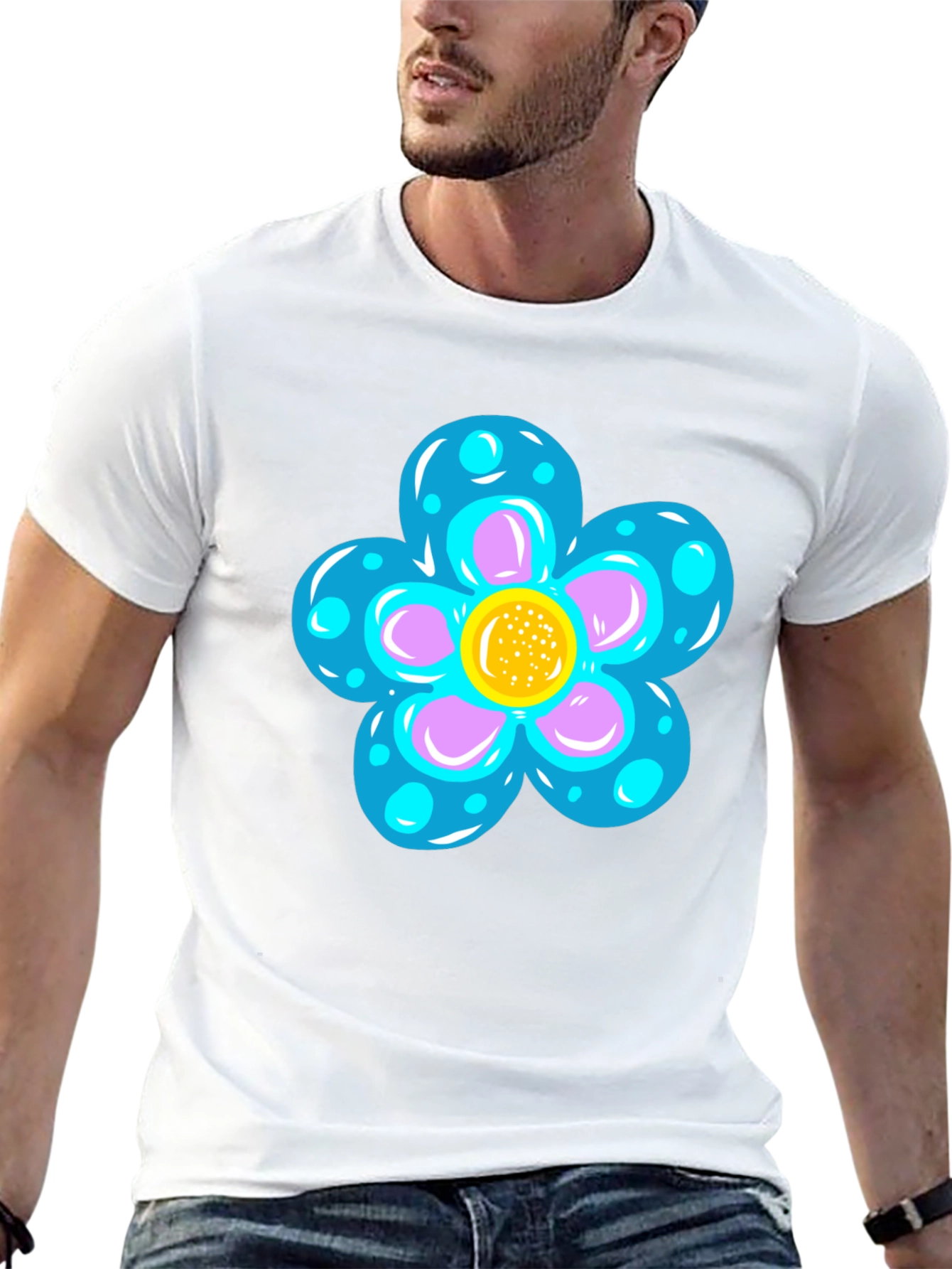 Funky Flower Graphic Black T-Shirt