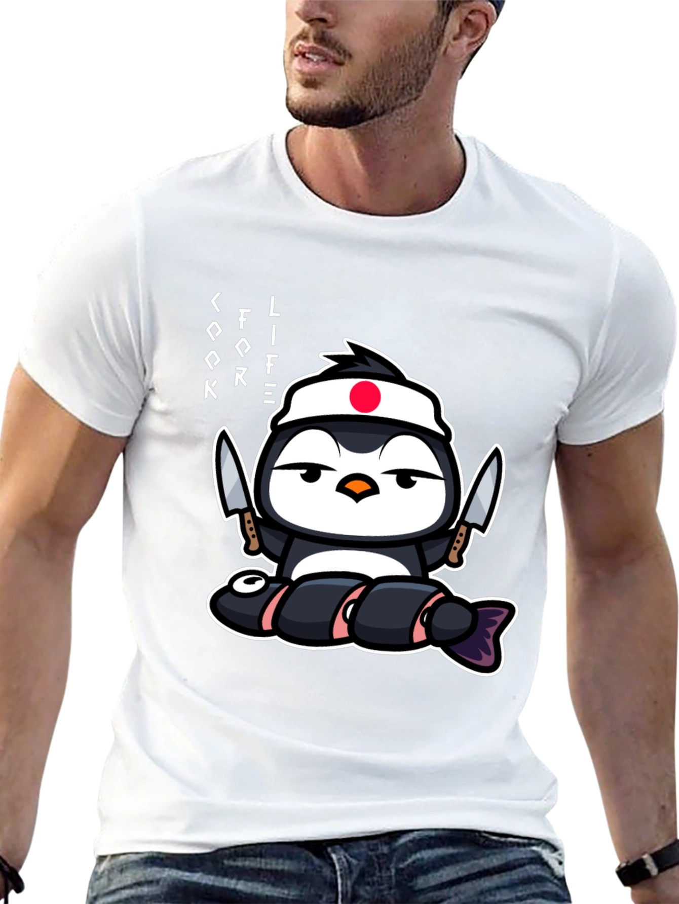 Sushi Chef Penguin T-Shirt - Cook Life
