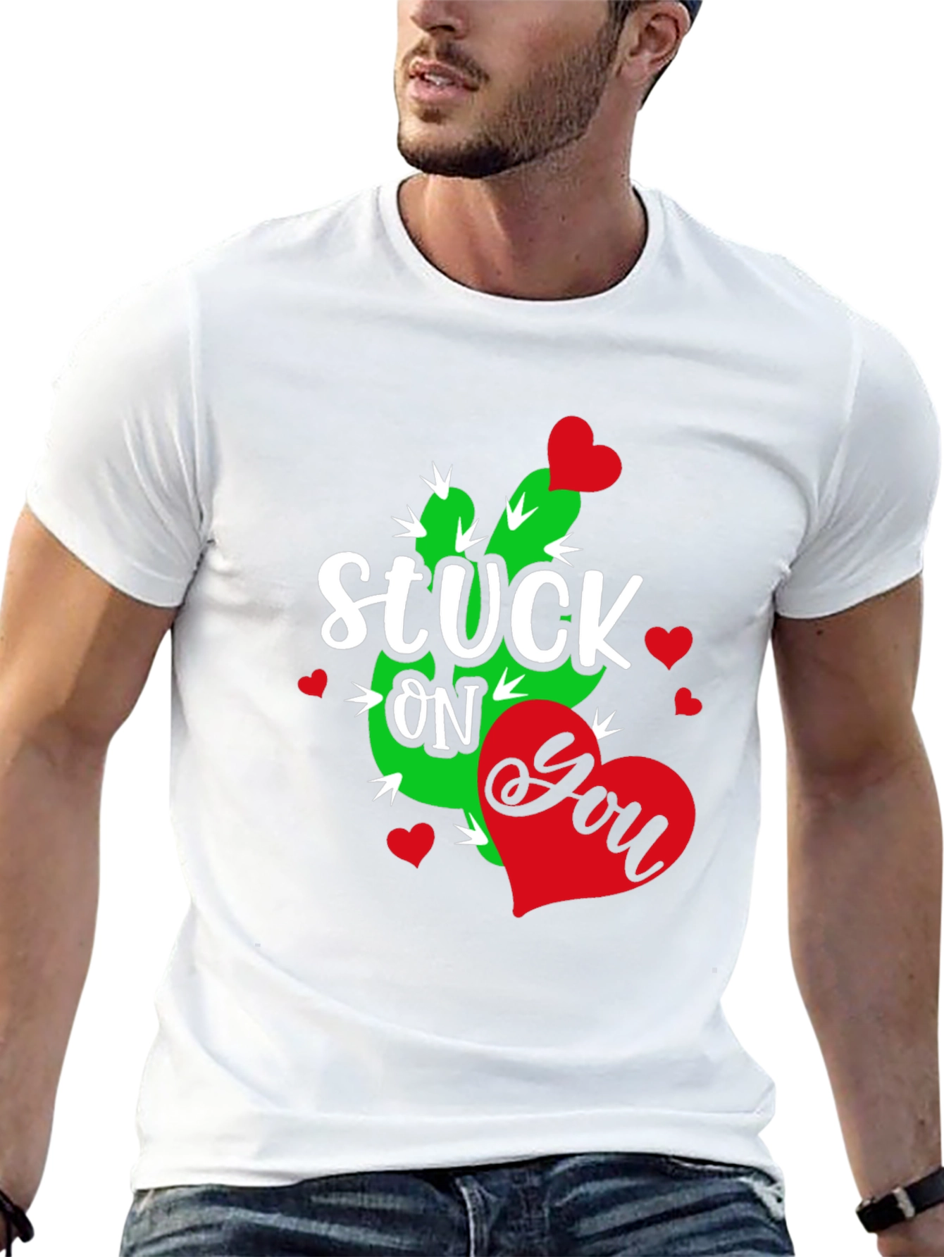 Stuck On You Cactus Heart Valentines Day T-Shirt
