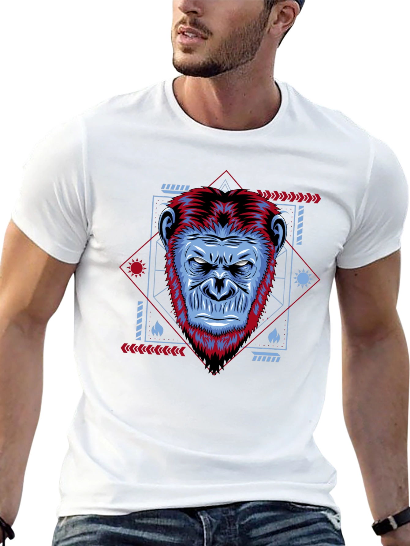 Geometric Gorilla Graphic Black Tee