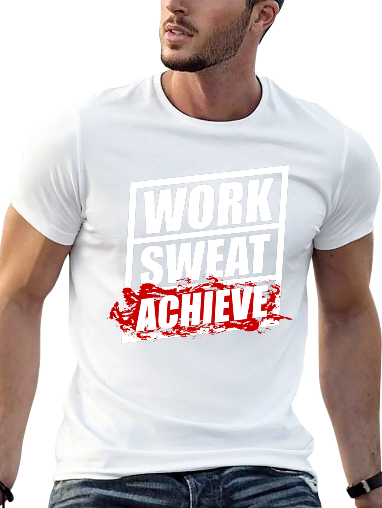 Work Sweat Achieve Mens Black Graphic Tee