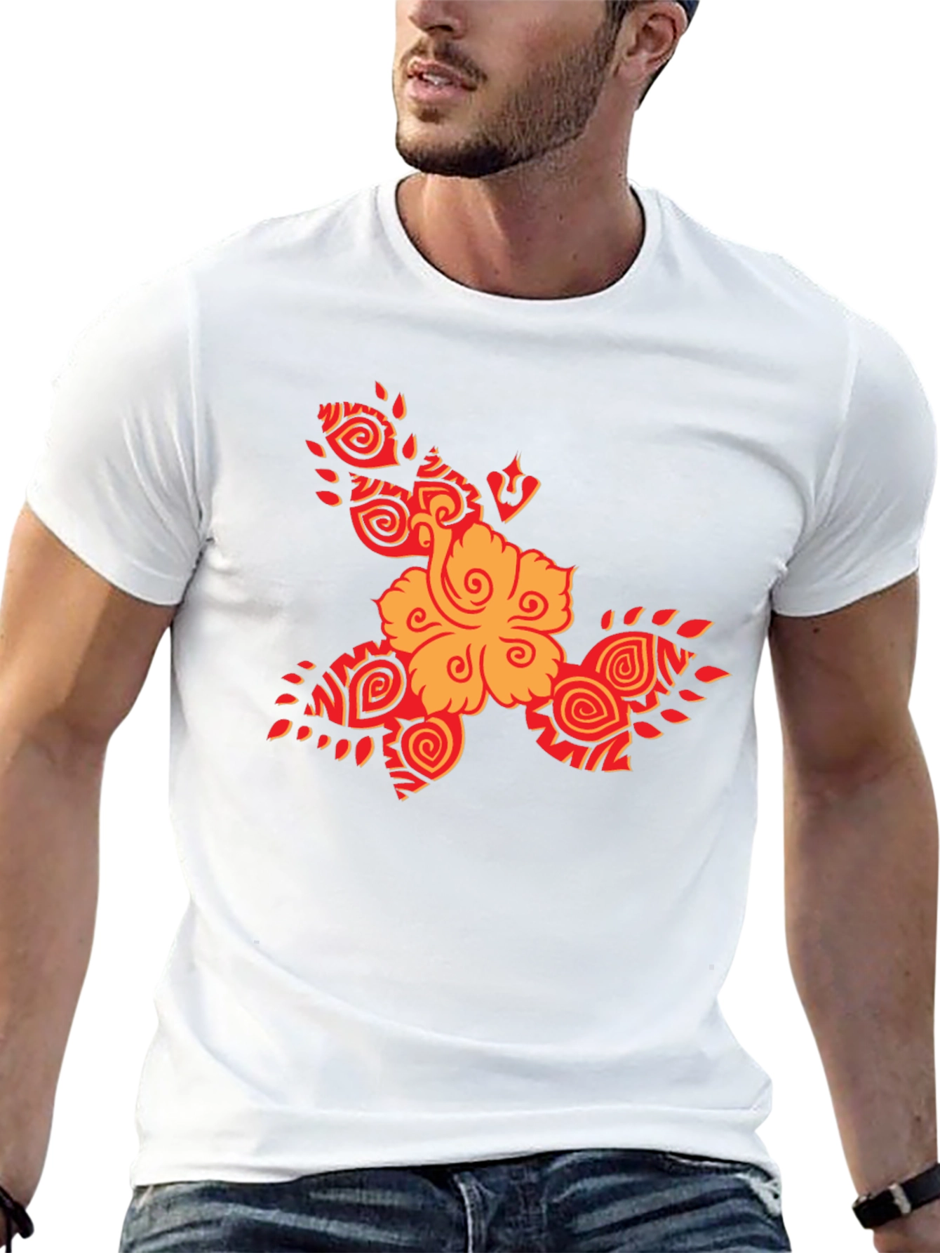 Tribal Flower Graphic Black T-Shirt