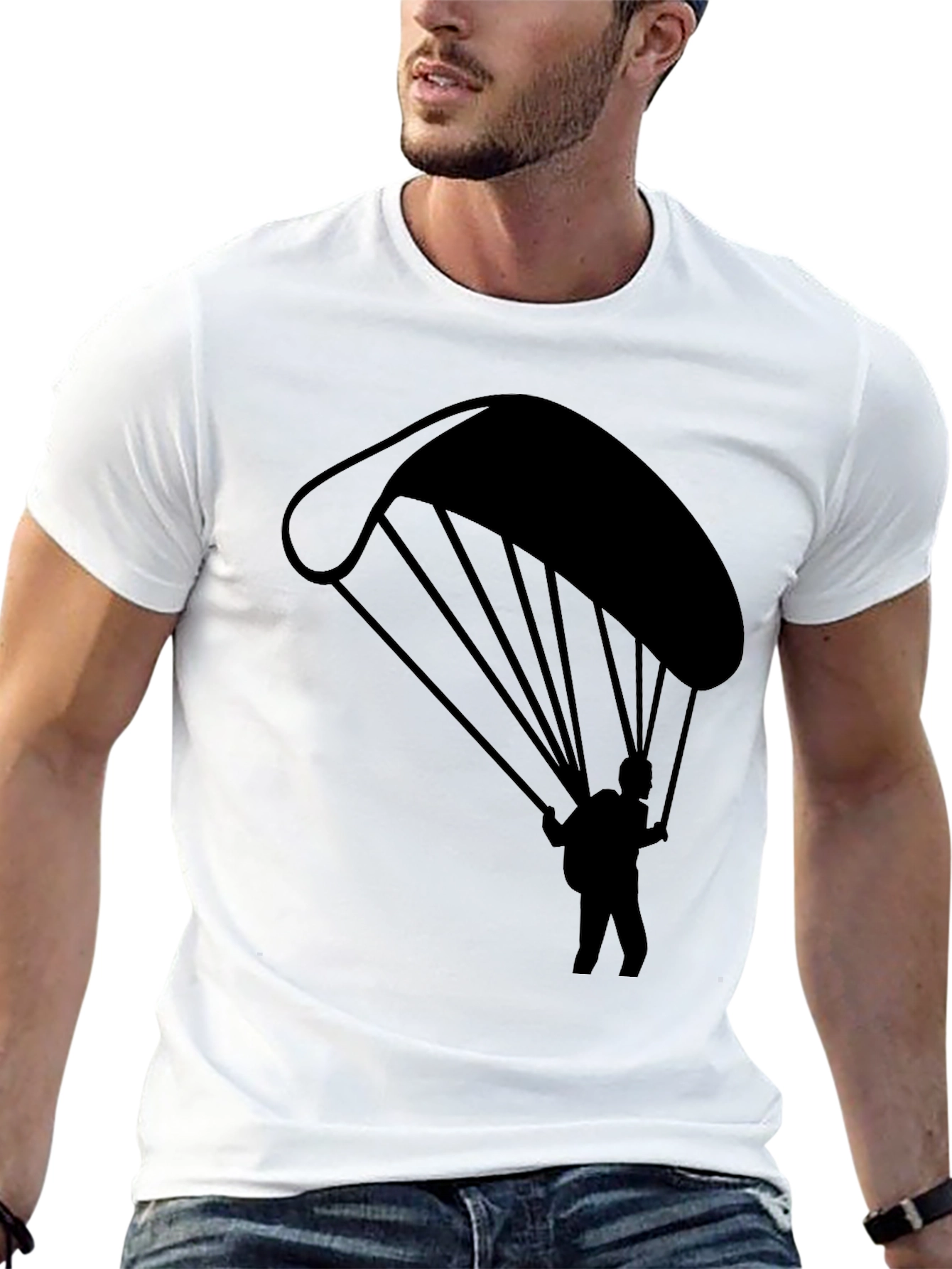 Paragliding Graphic Tee - Black Cotton T-Shirt