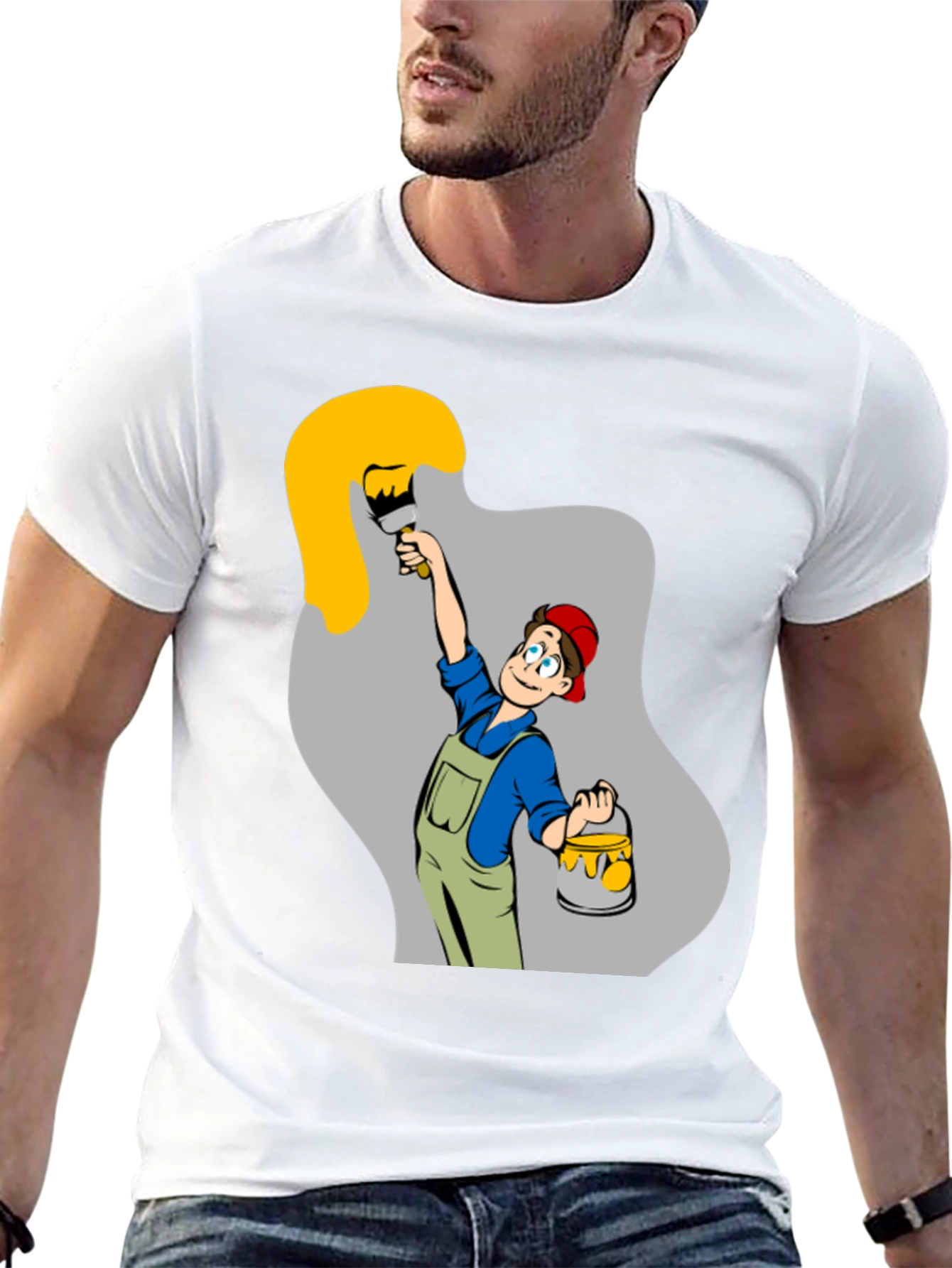 Painter Cartoon Black T-Shirt