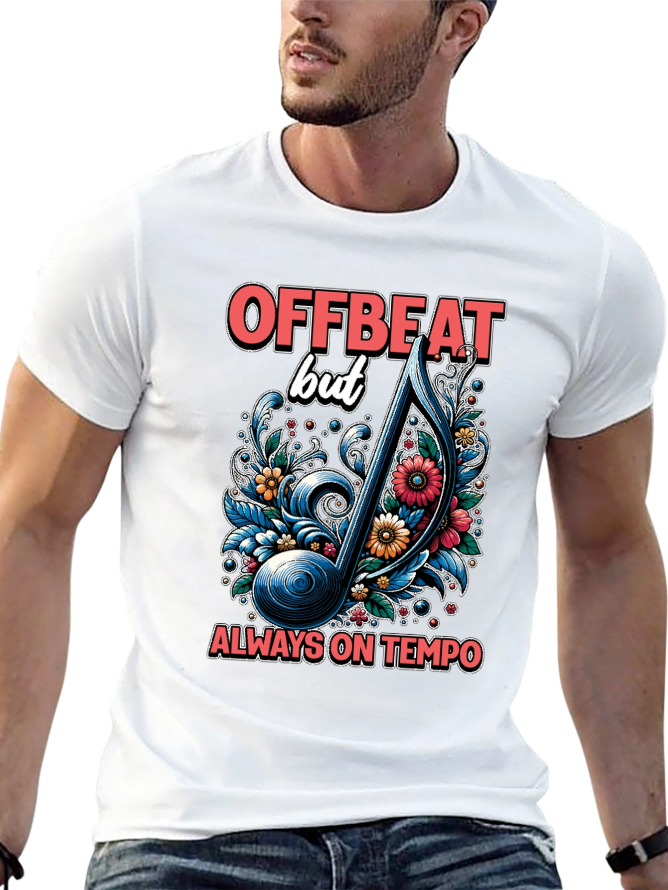 Offbeat Musical Note Graphic T-Shirt