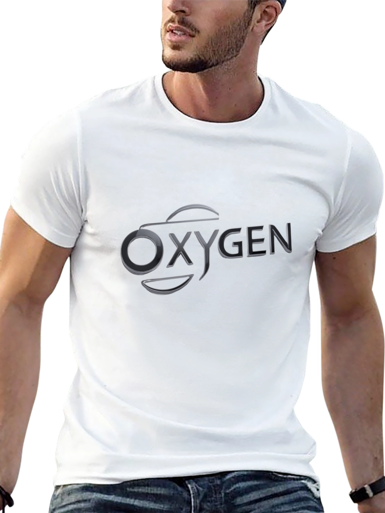 Oxygen Graphic T-Shirt - Black Crew Neck