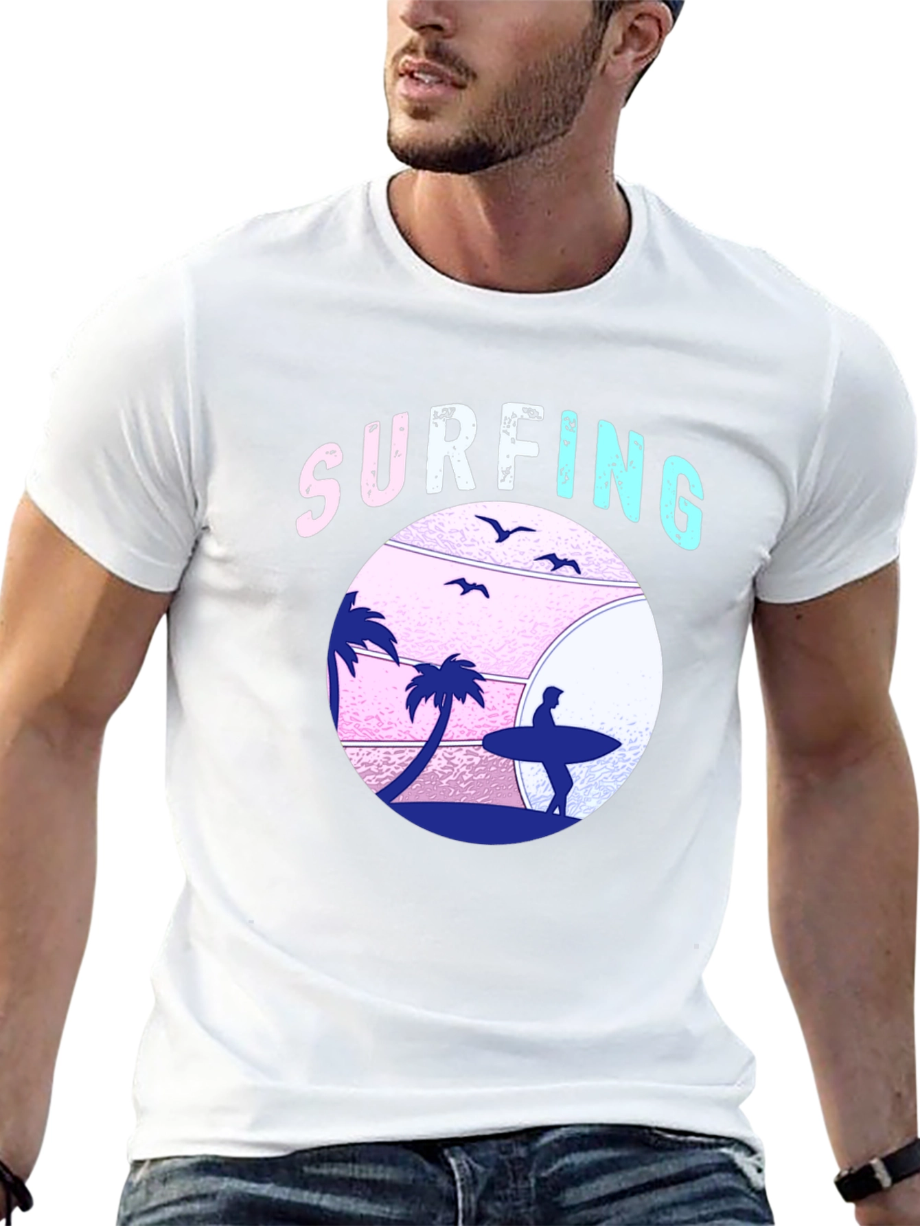 Surfing Beach Graphic T-Shirt
