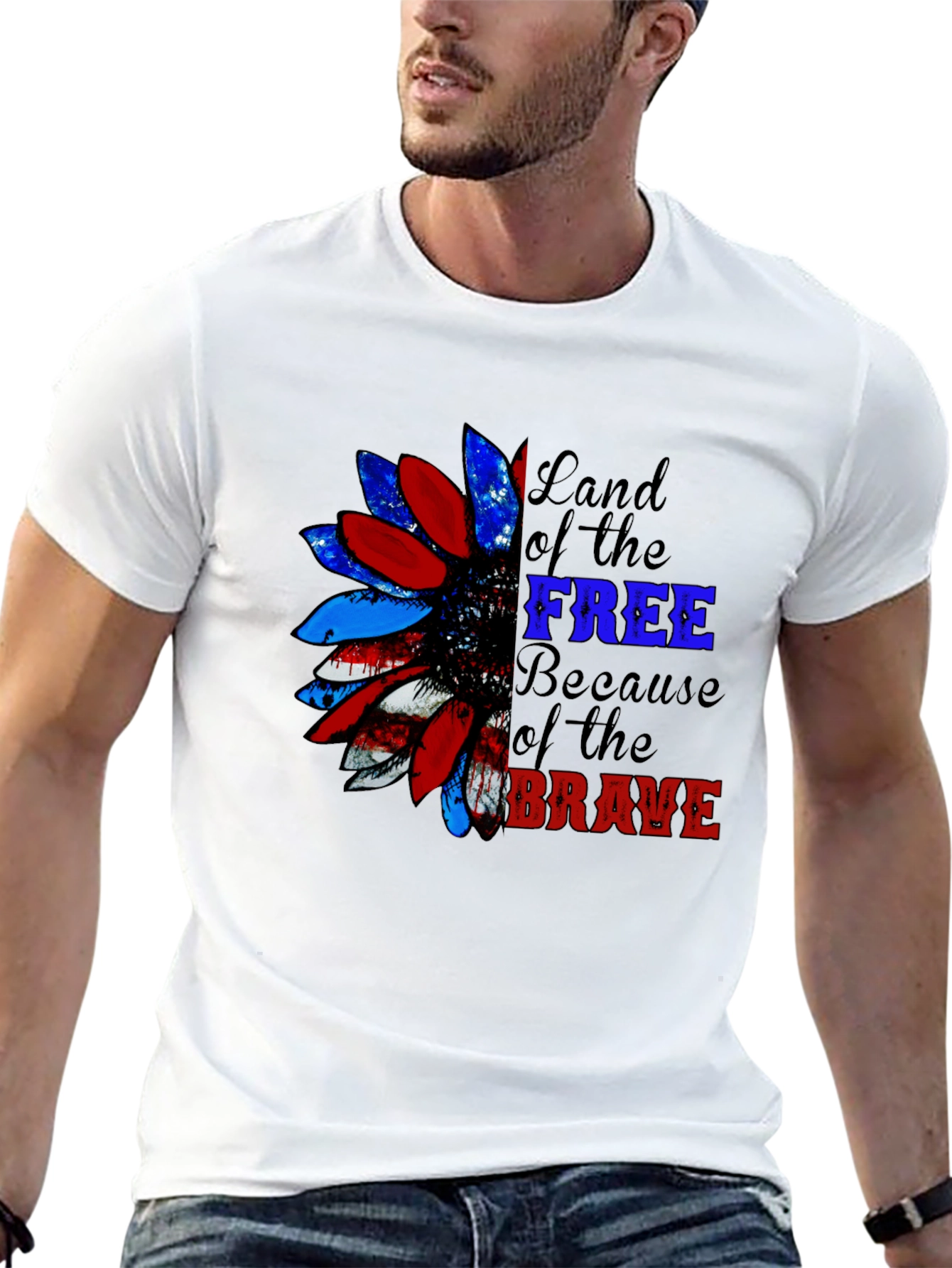 Patriotic Sunflower Graphic Tee - Land of the Free