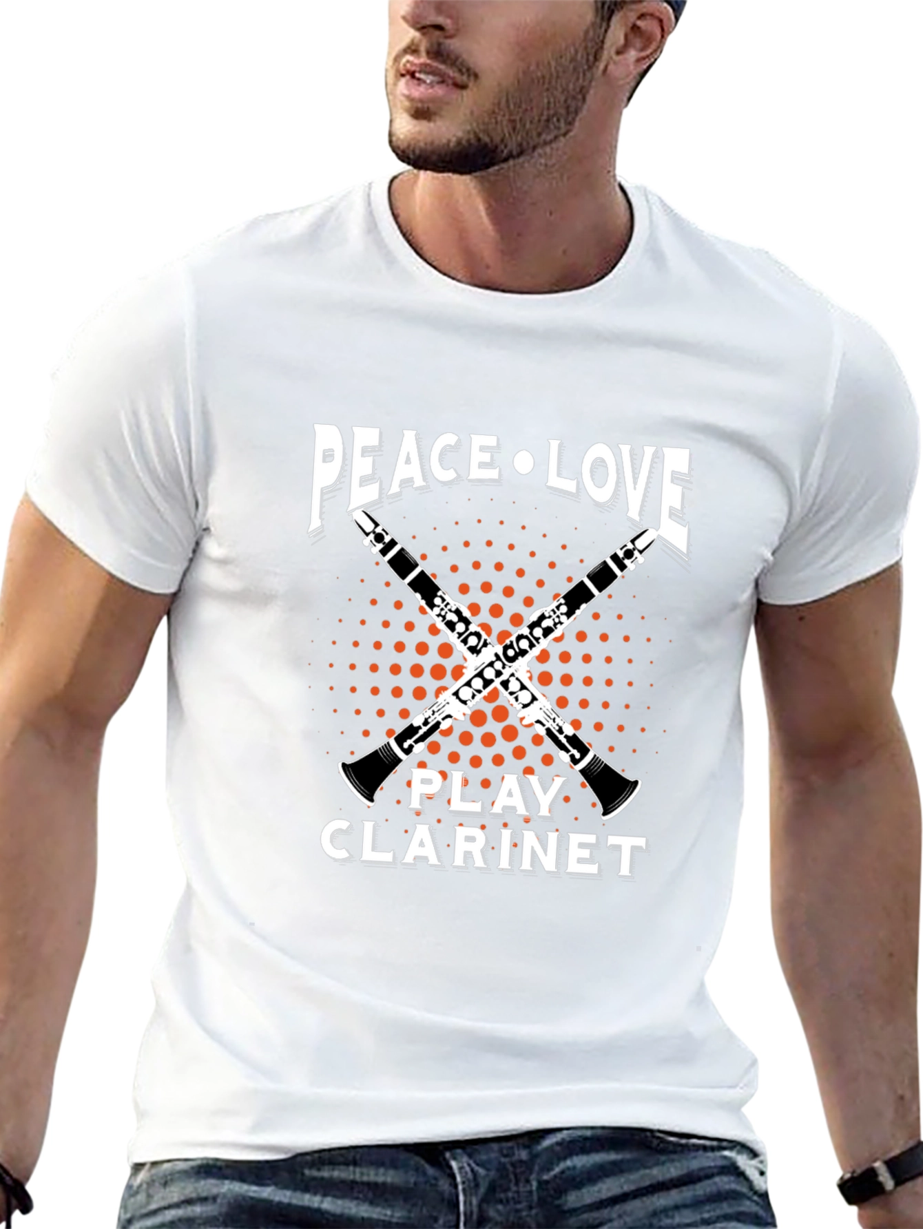Peace Love Play Clarinet Graphic T-Shirt