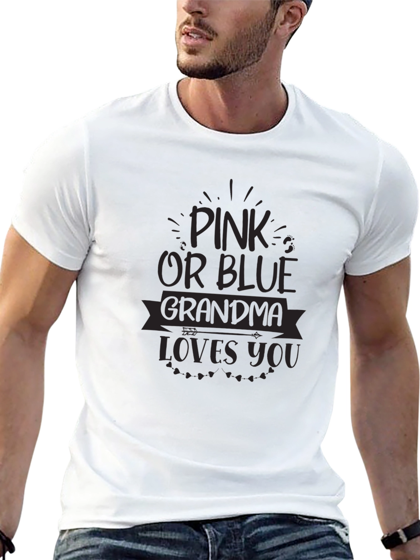 Pink or Blue Grandma Loves You Black T-Shirt