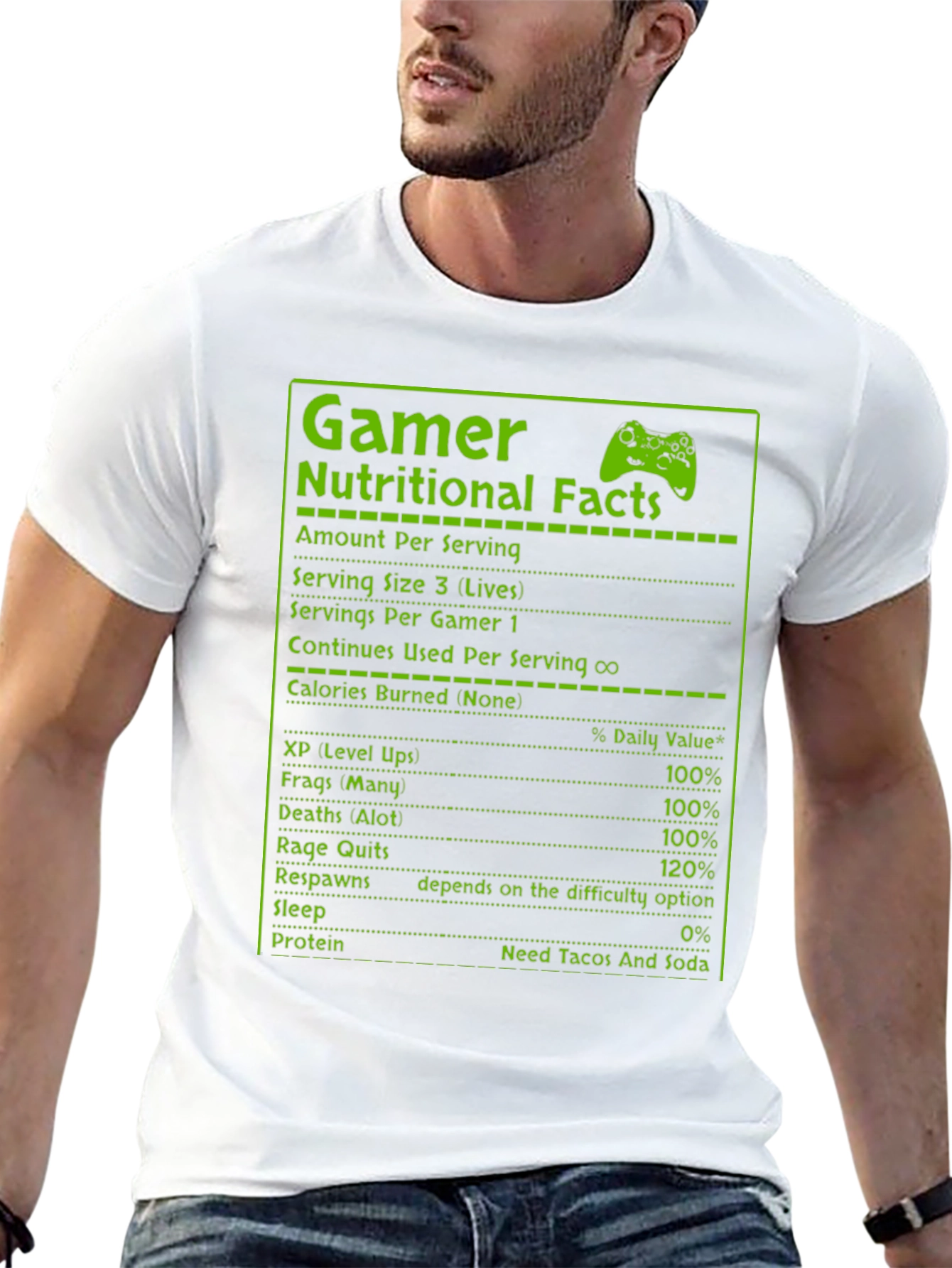 Gamer Nutritional Facts T-Shirt - Funny Gaming Tee