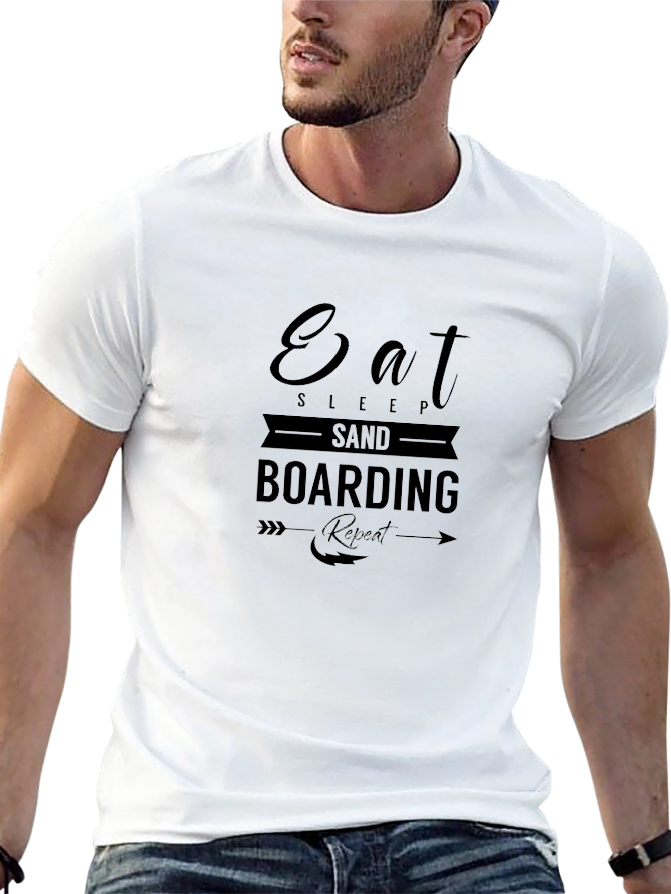 Eat Sleep Sand Boarding T-Shirt - Black Graphic Tee