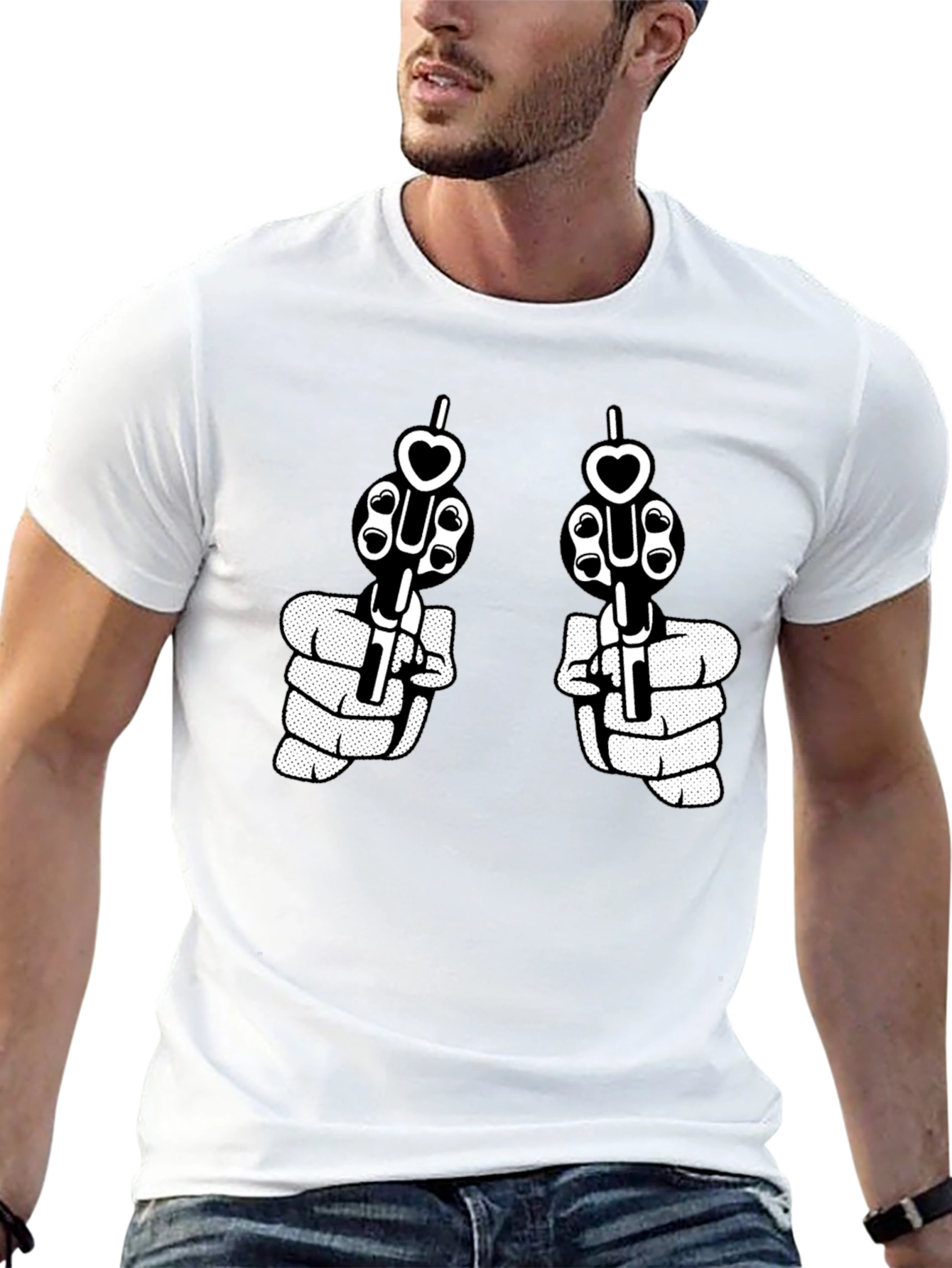 Guns and Hearts Graphic Tee - Black