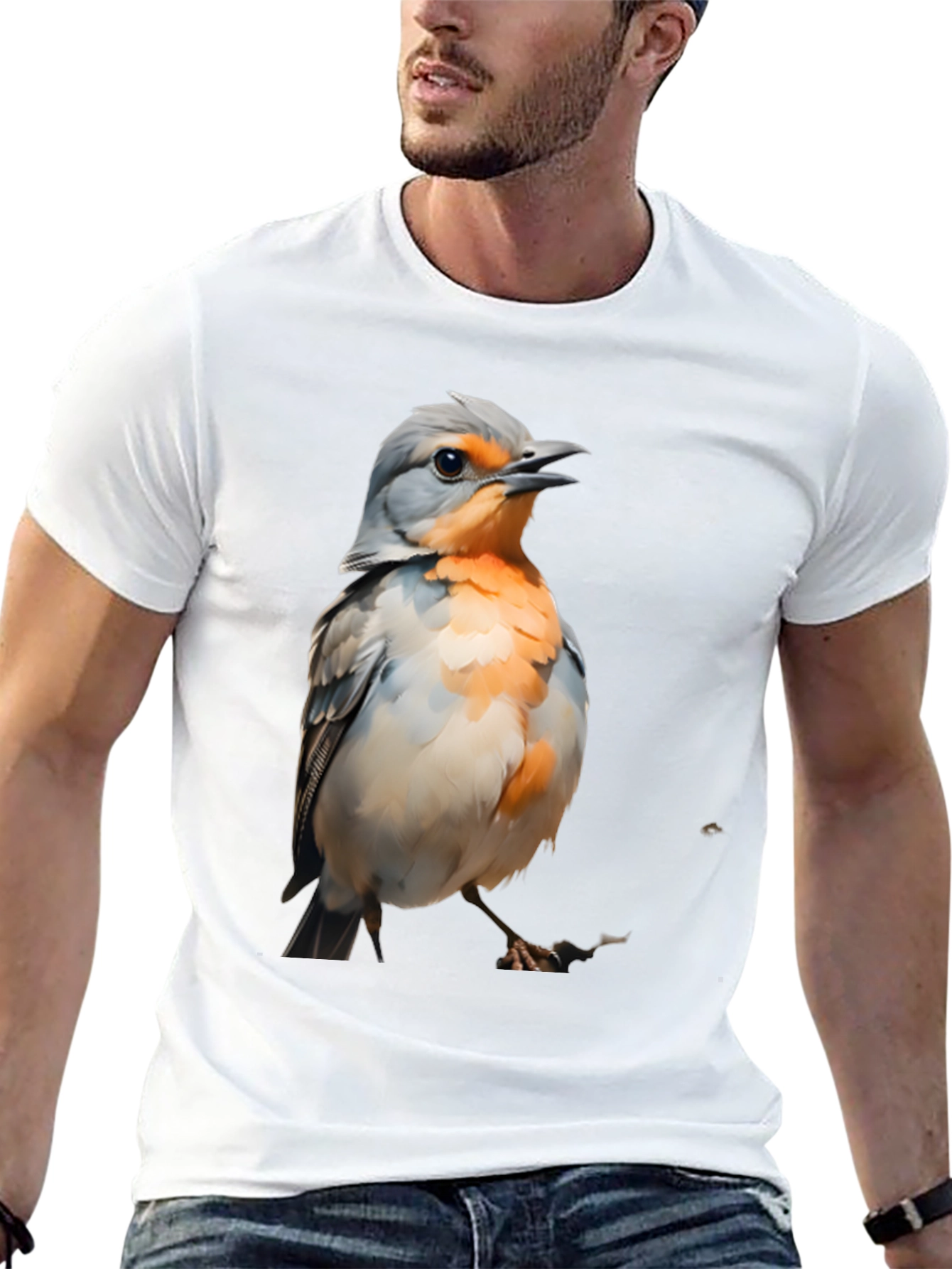 Bird Graphic T-Shirt - Black Cotton Tee
