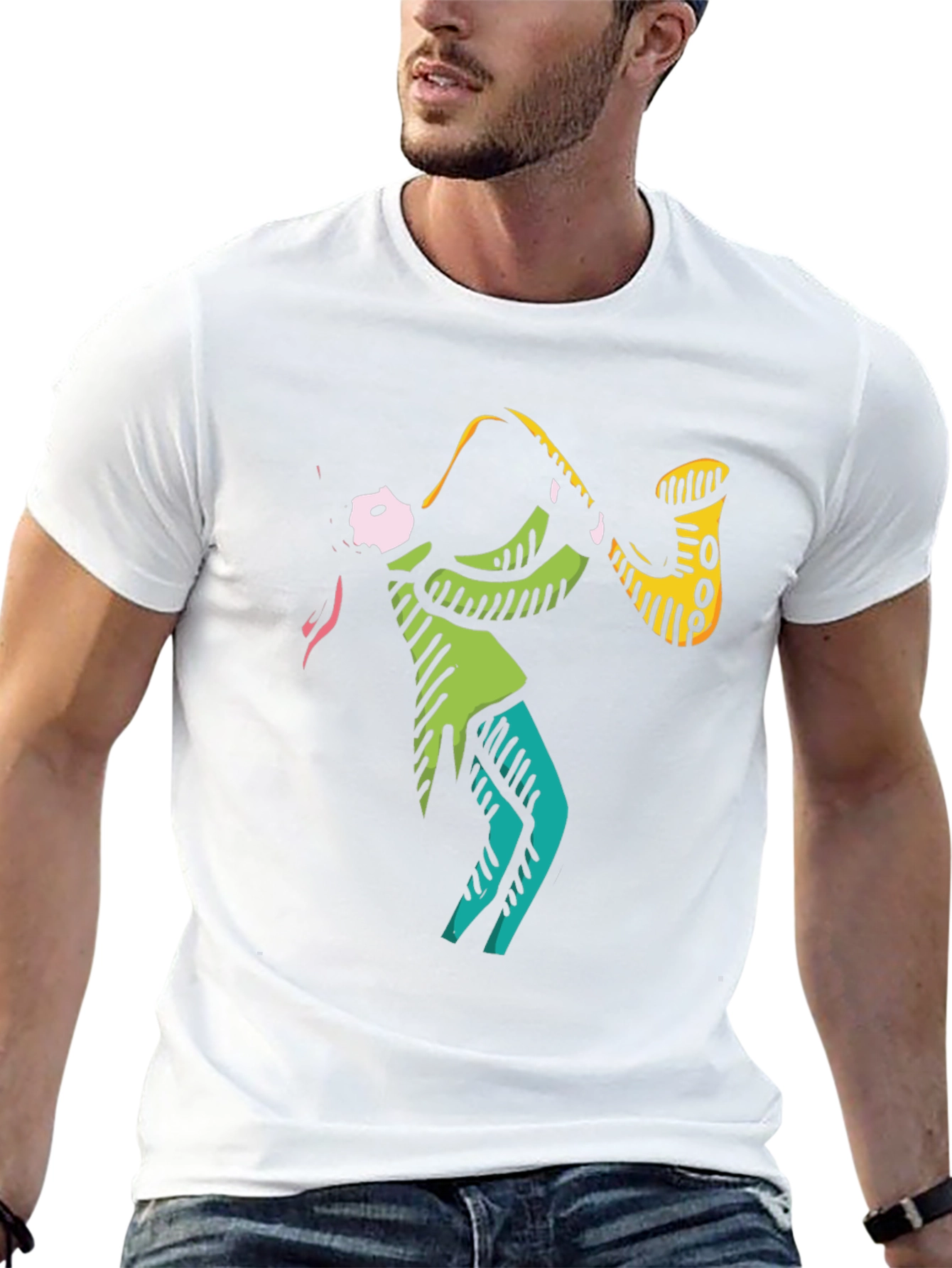 Cool Jazz Saxophone Graphic Black T-Shirt