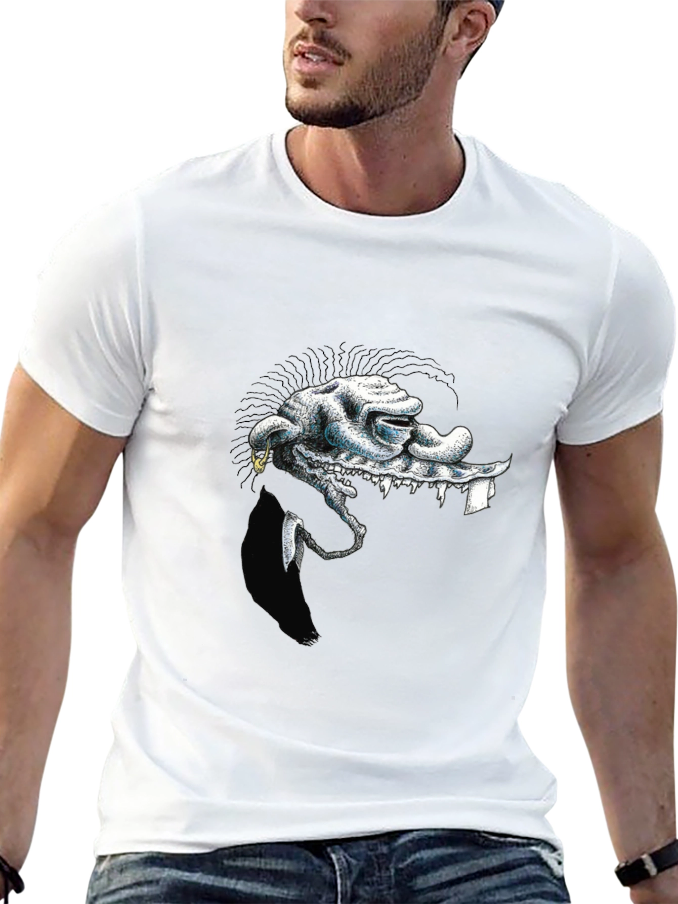 Unique Graphic Print Black T-Shirt