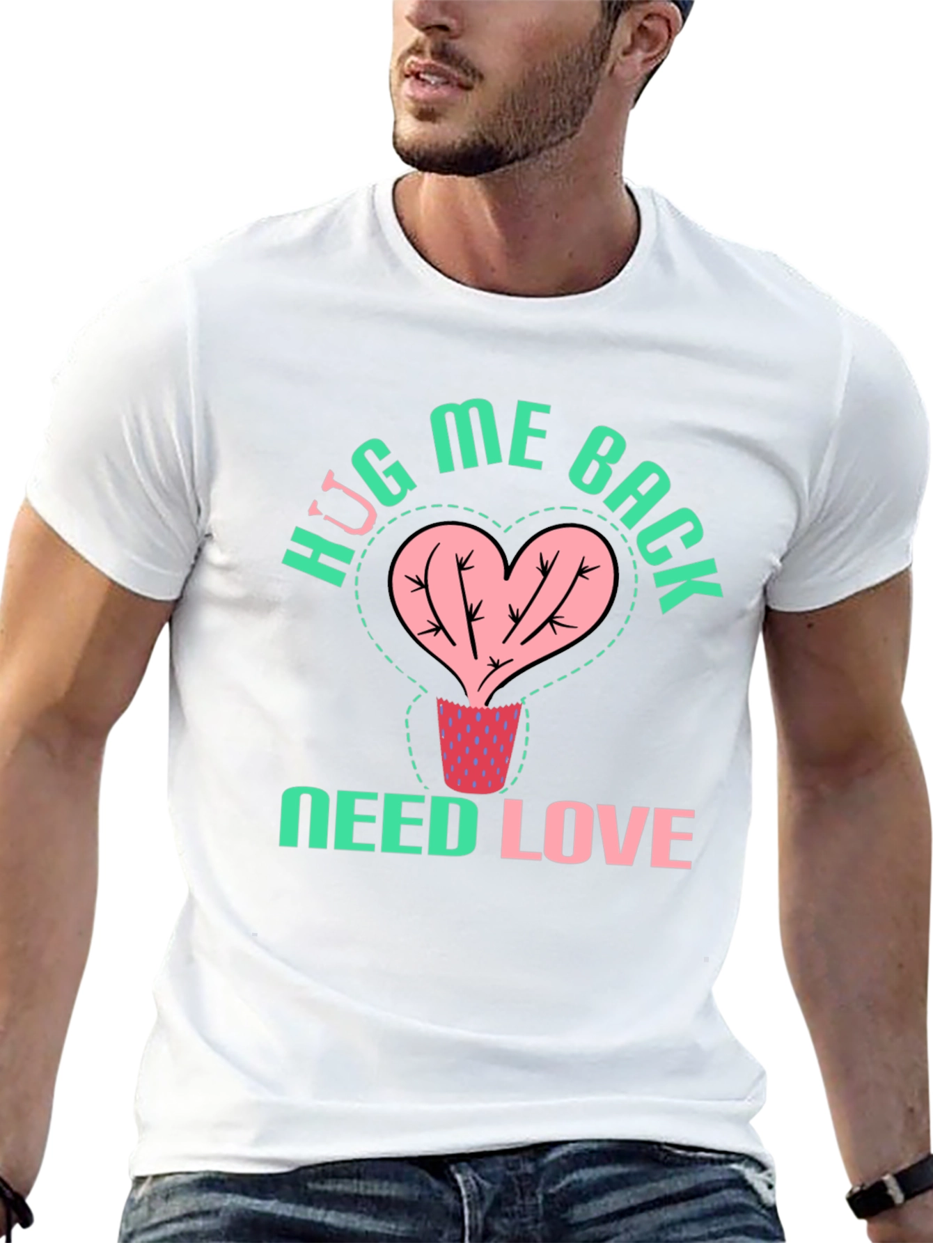 HUG ME BACK T-Shirt - Cactus Heart Design