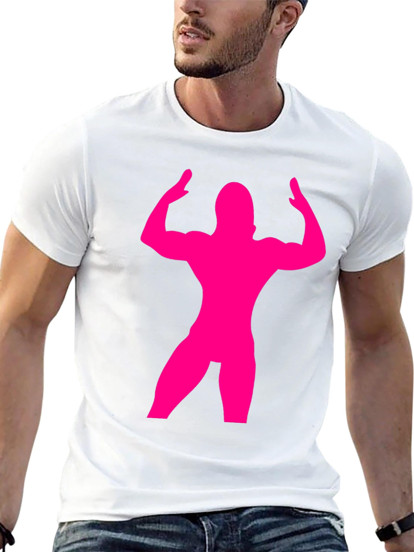 Muscle Man Silhouette T-Shirt - Bodybuilder Gym Tee