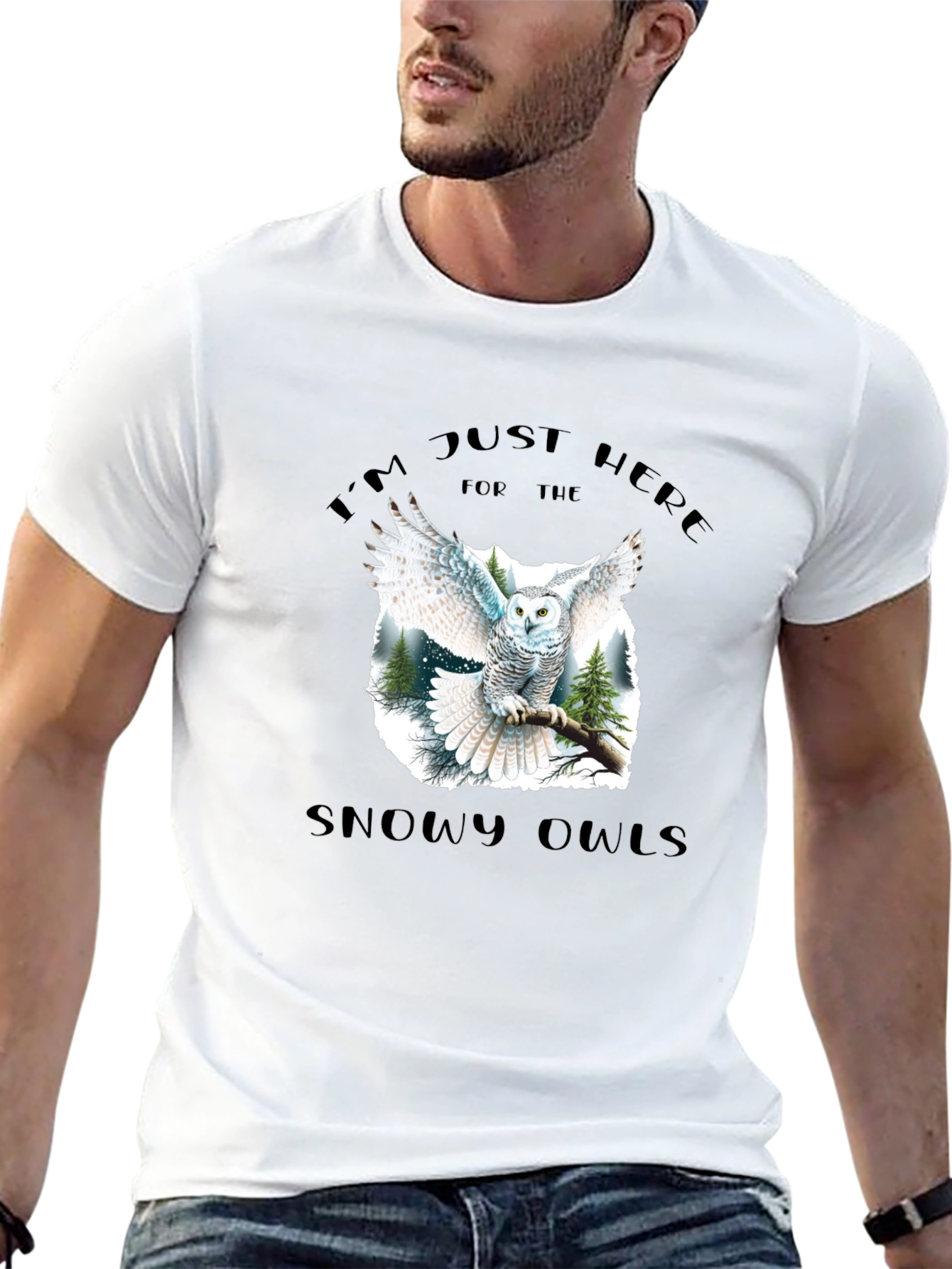 Snowy Owls Graphic Black T-Shirt
