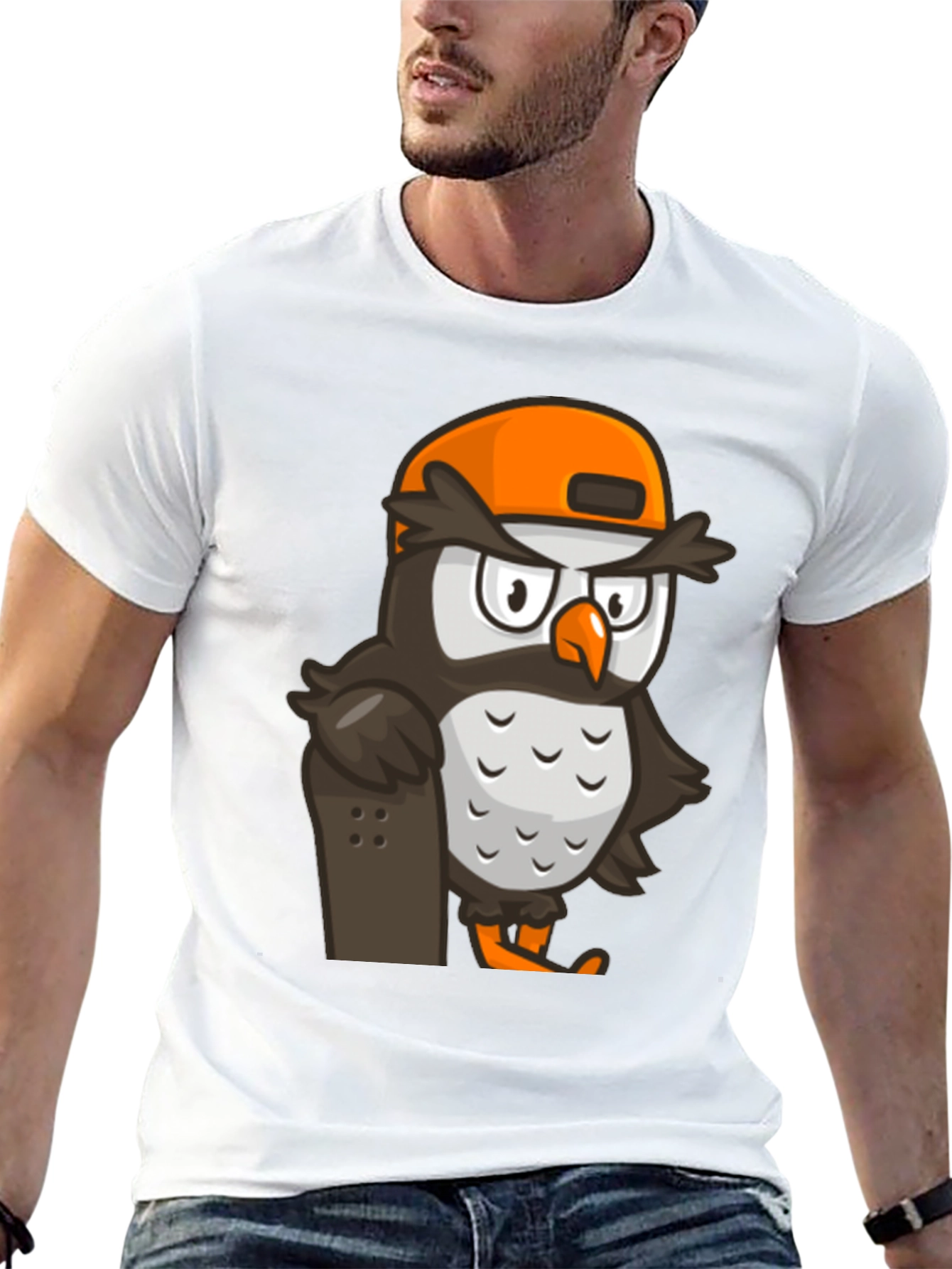 Cool Owl Skater Graphic Tee - Black
