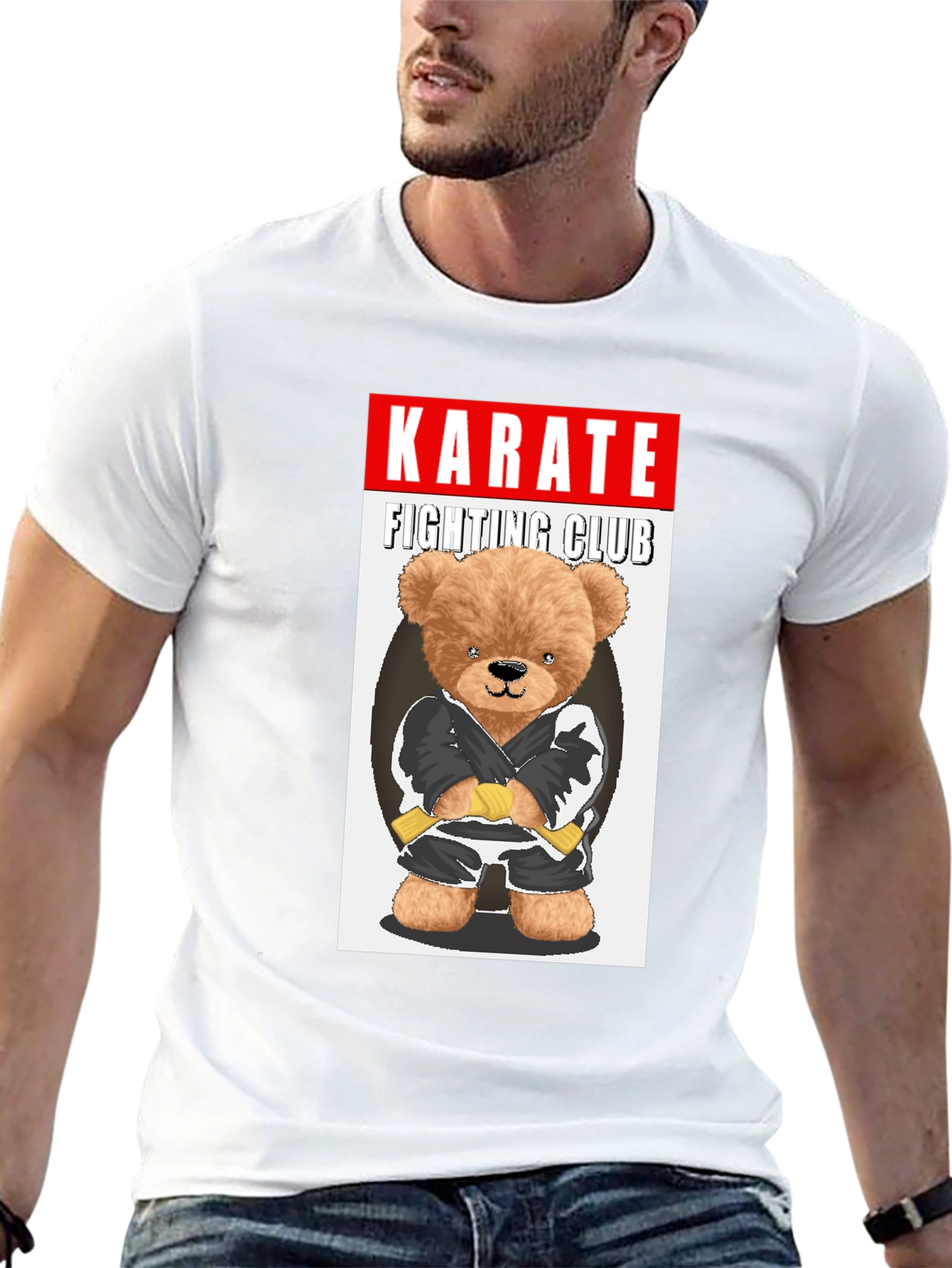 Karate Bear Fighting Club Black T-Shirt