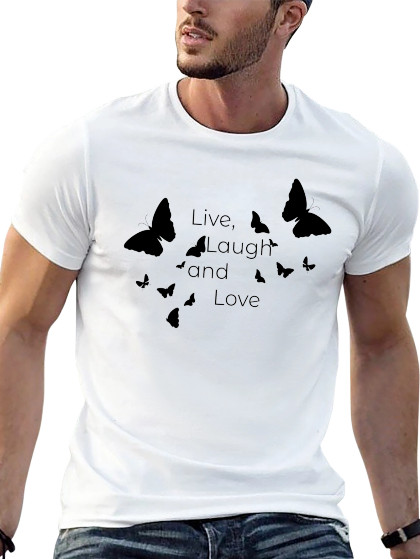 Live Laugh Love Butterfly Graphic Tee - Black