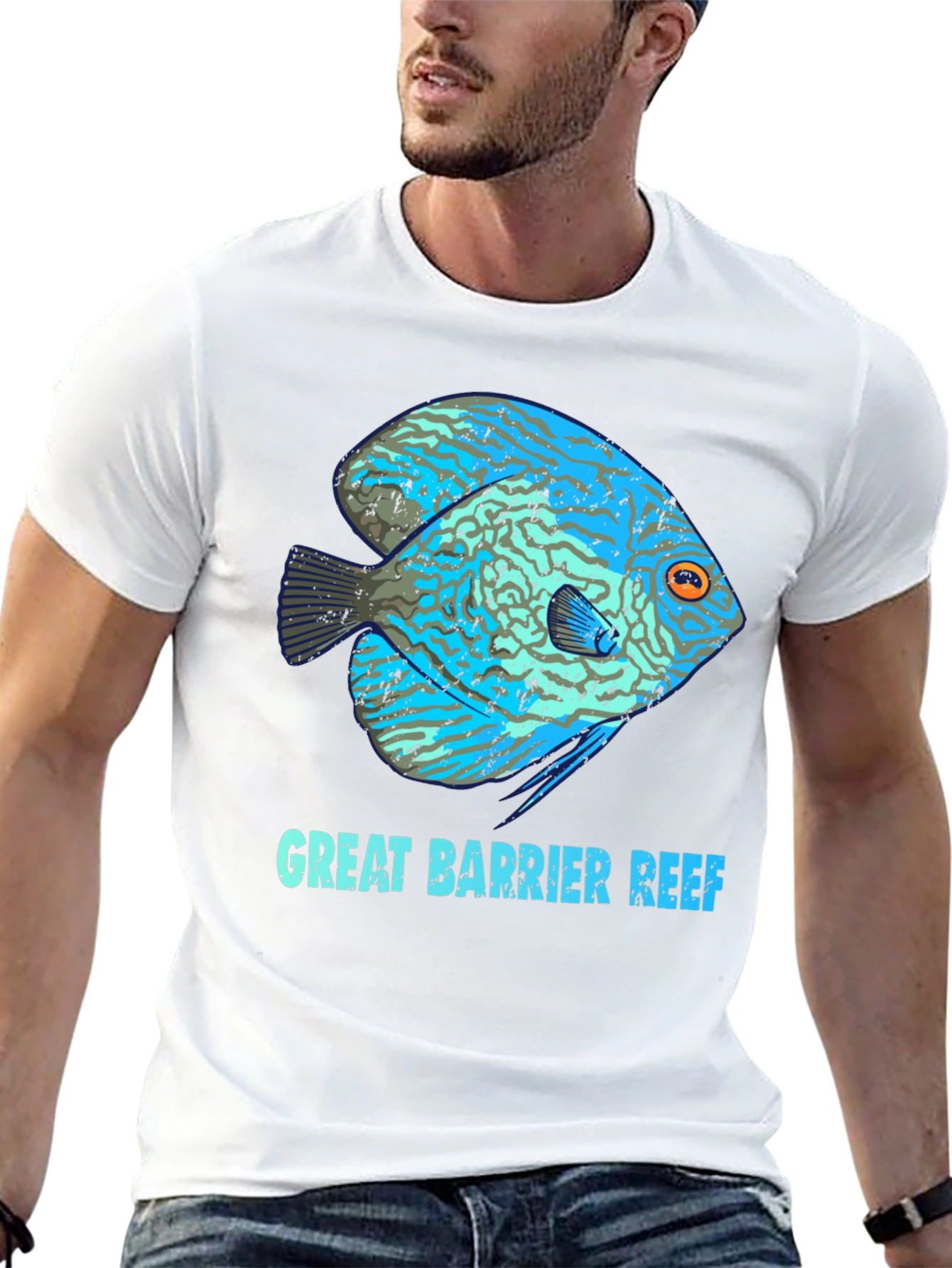 Great Barrier Reef Fish Graphic Tee - Black Cotton