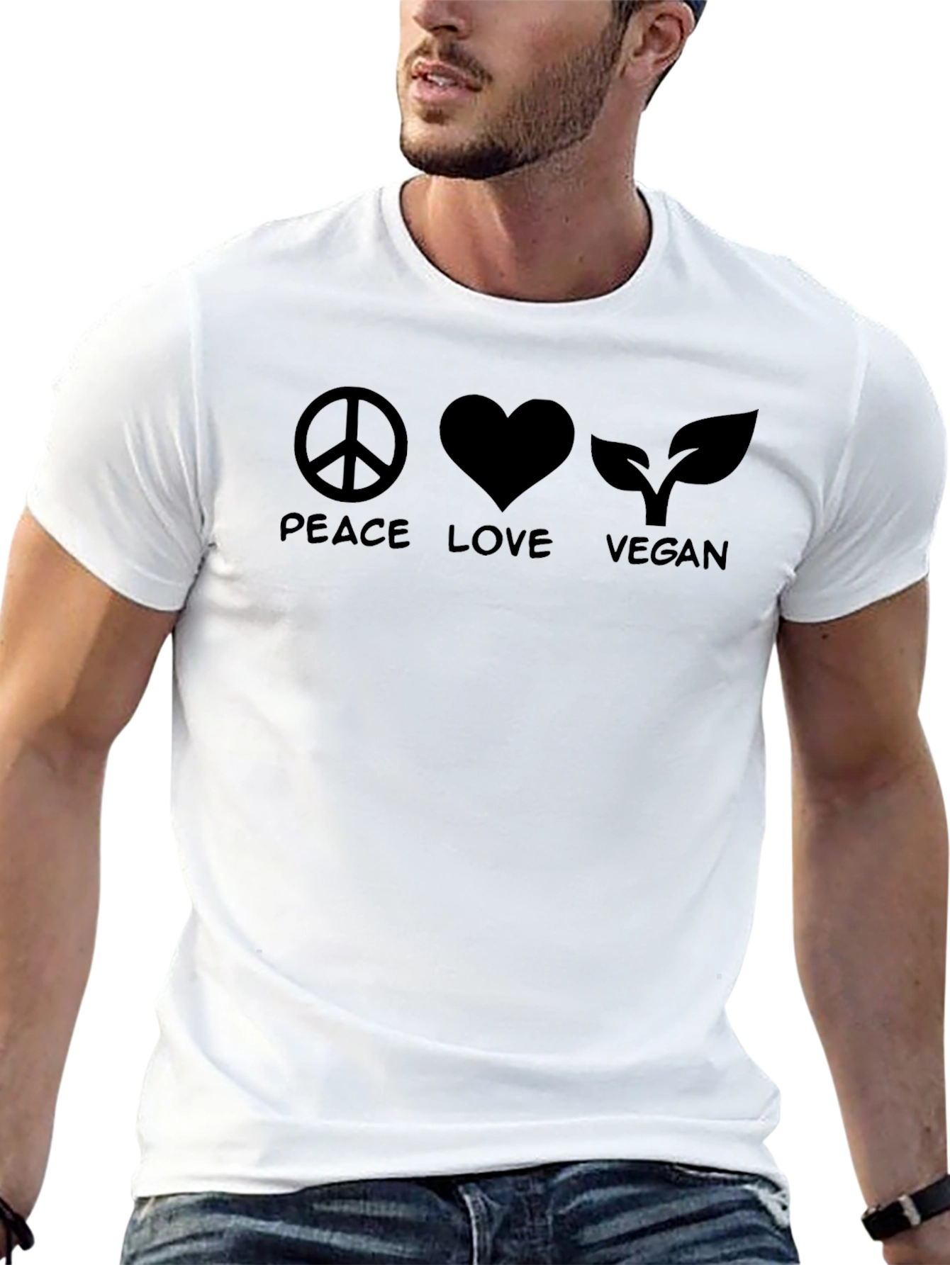 Peace Love Vegan Black T-Shirt
