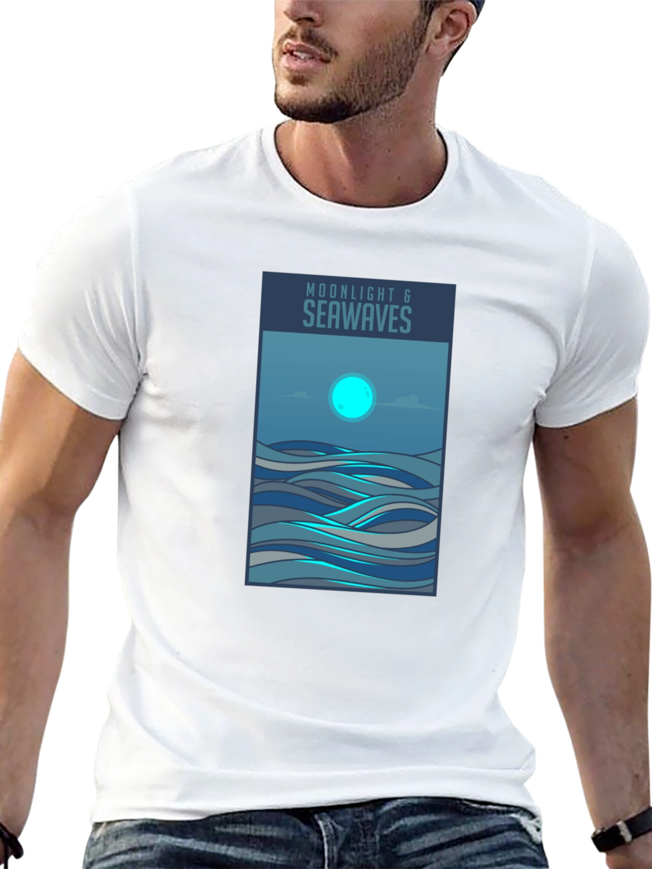 Moonlight & Seawaves Graphic Tee - Stylish Comfort