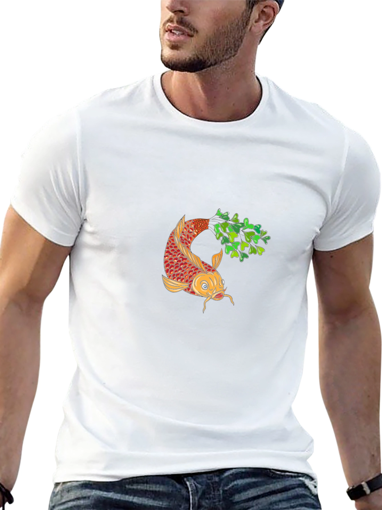 Koi Fish Graphic Tee - Black Cotton Comfort