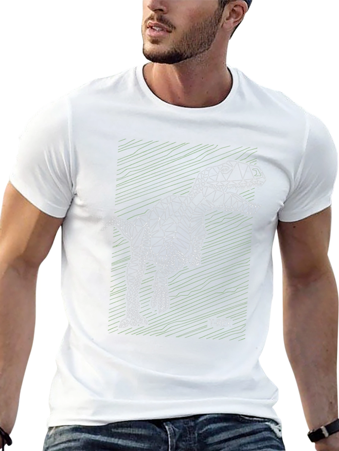 Geometric T-Rex Black Graphic Tee