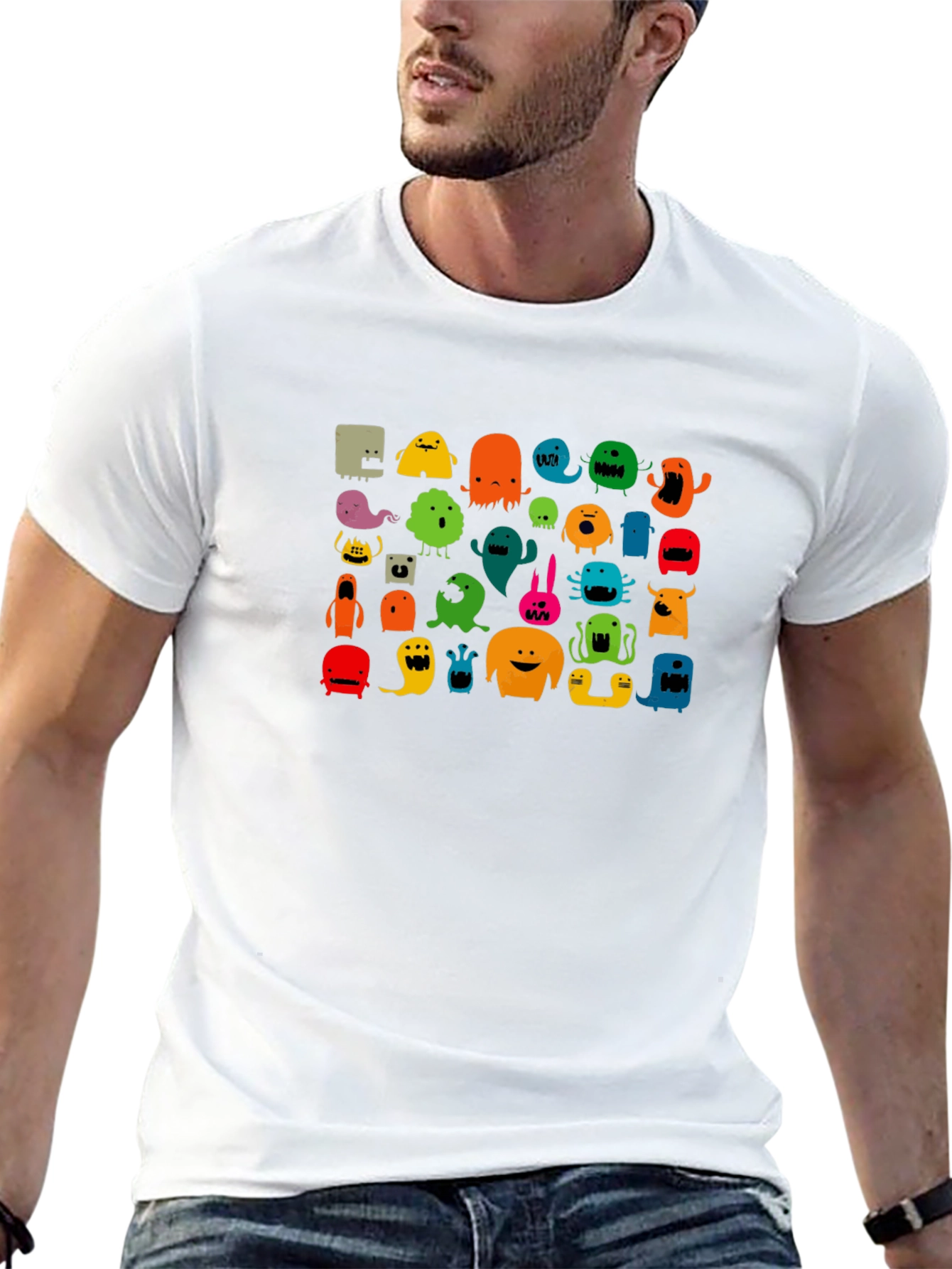 Monster Graphic Print Black T-Shirt