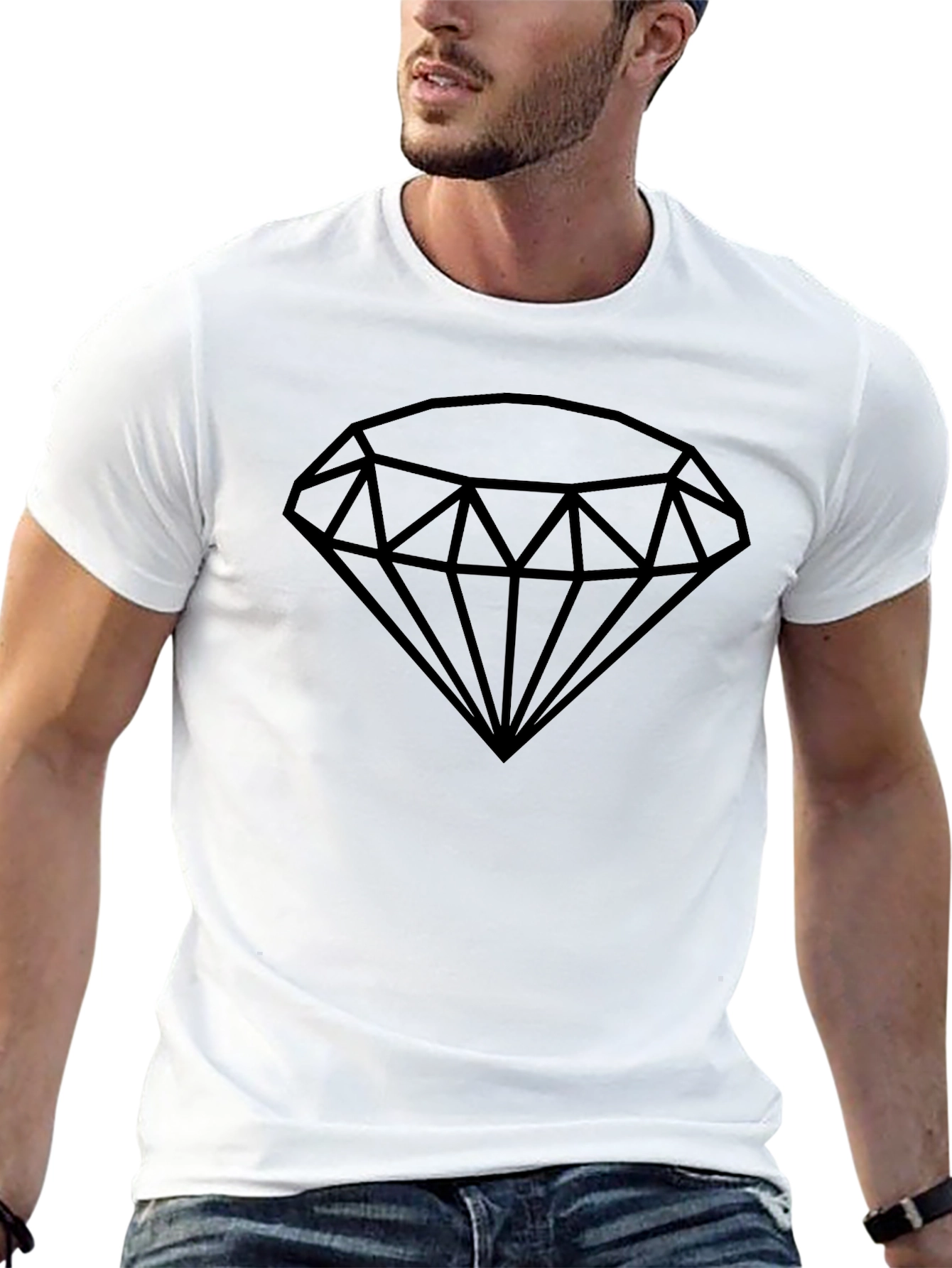 Mens Black Diamond Graphic Tee - Modern Casual Style