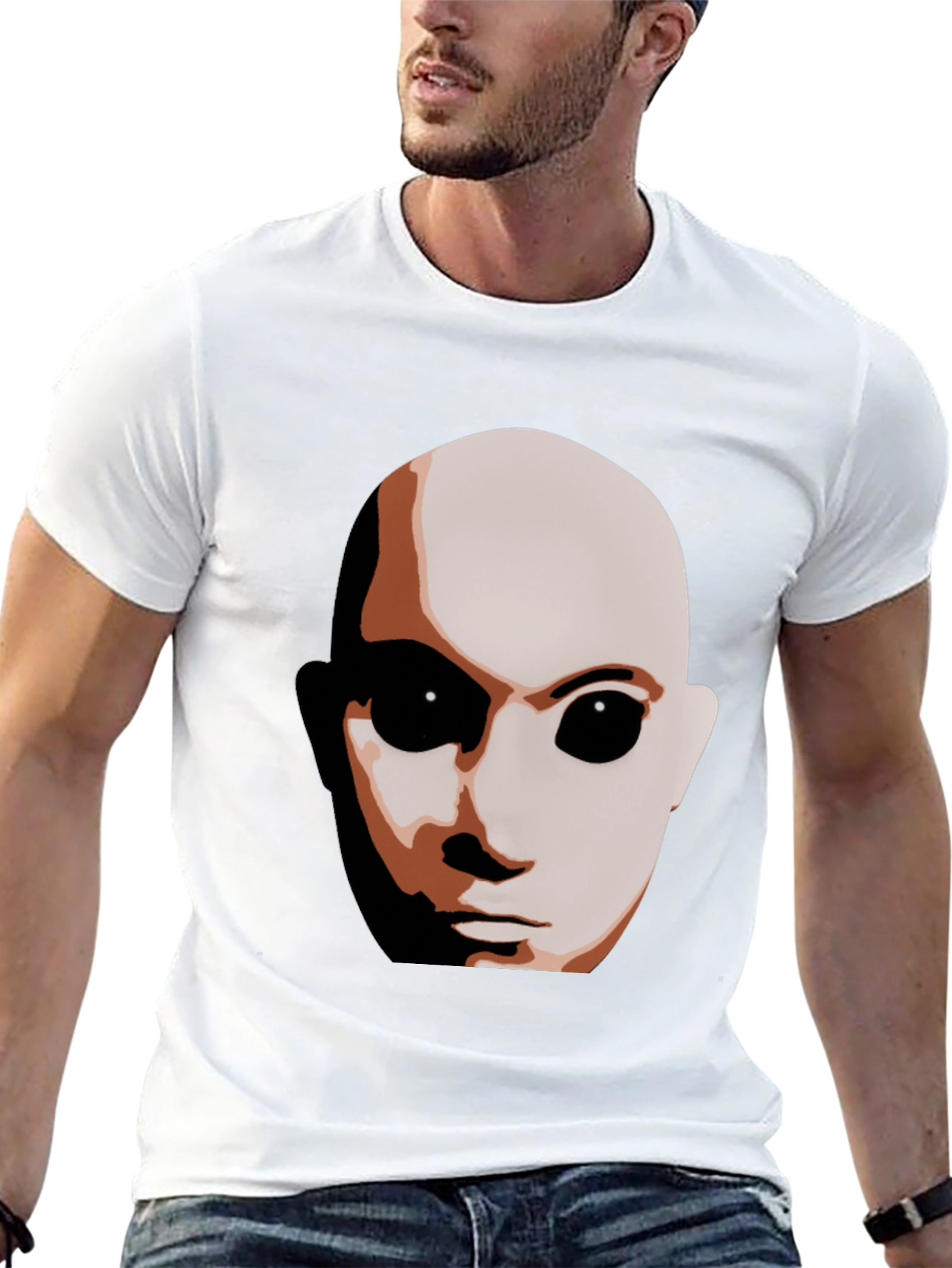 Sci-Fi Alien Face Graphic T-Shirt - Black